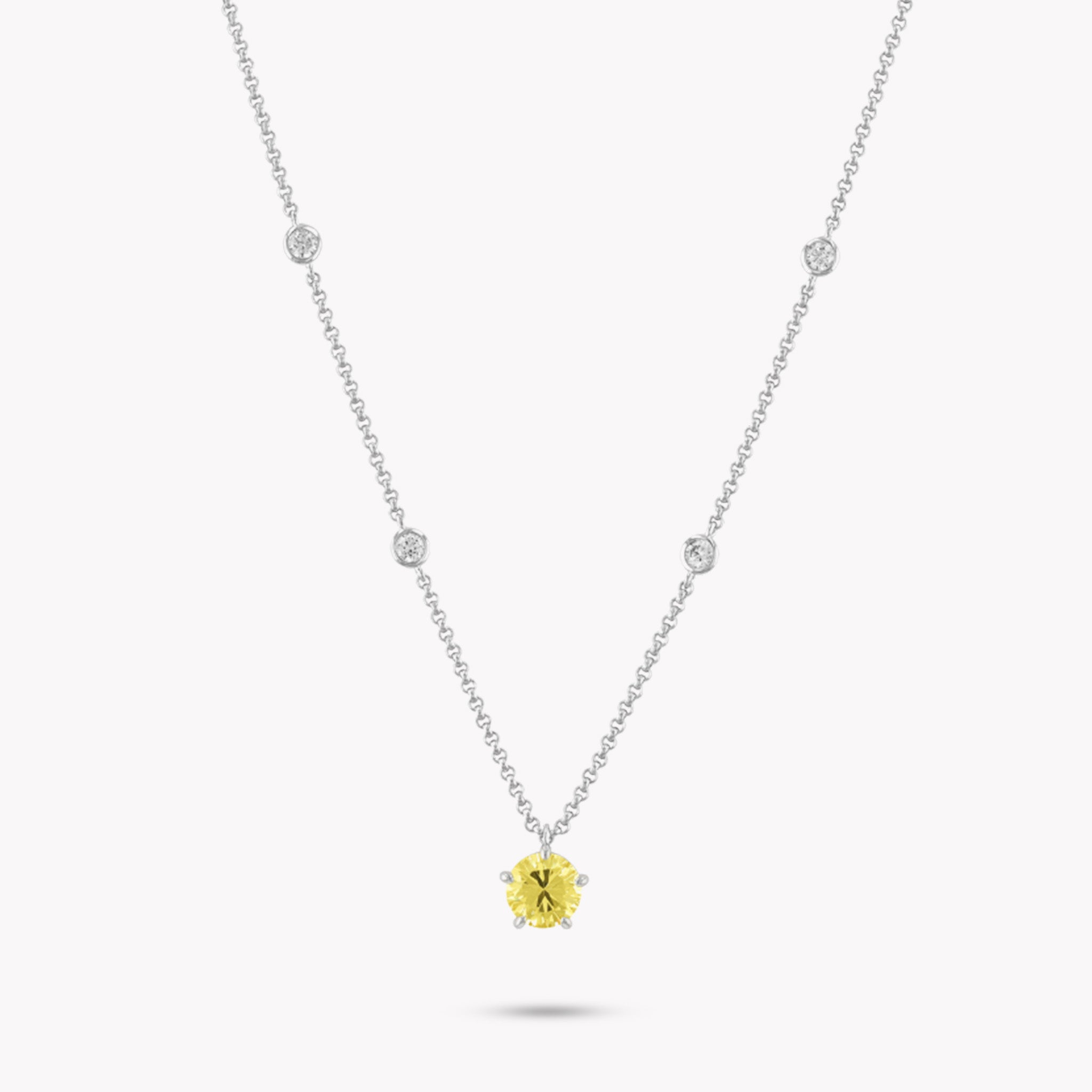 Round Solitaire Pendant with Bezel Set Chain