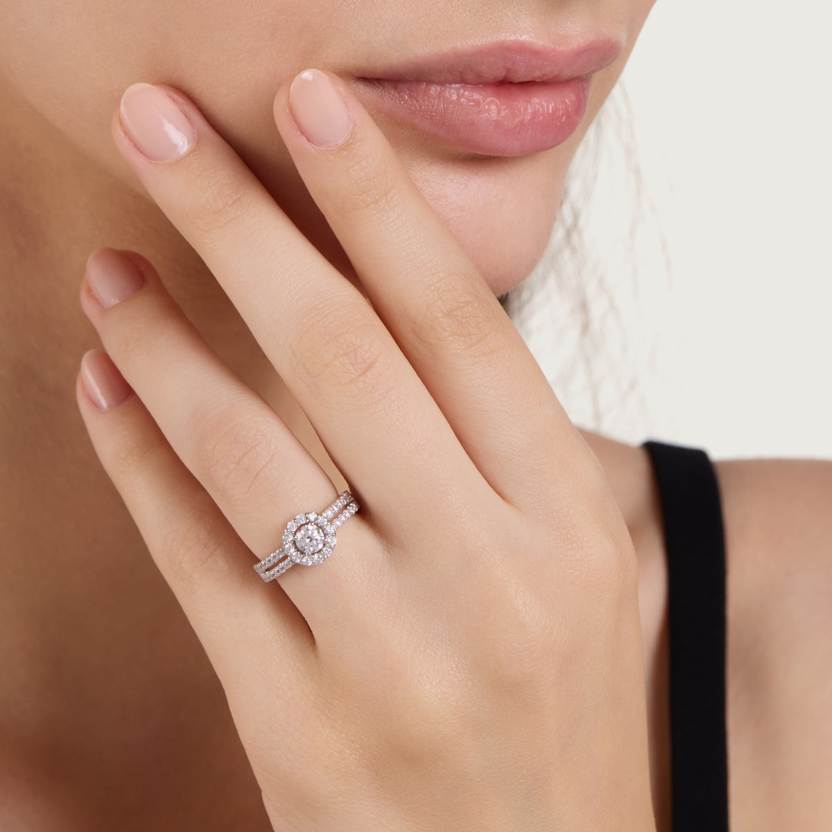 Dual Pave Bridal Ring