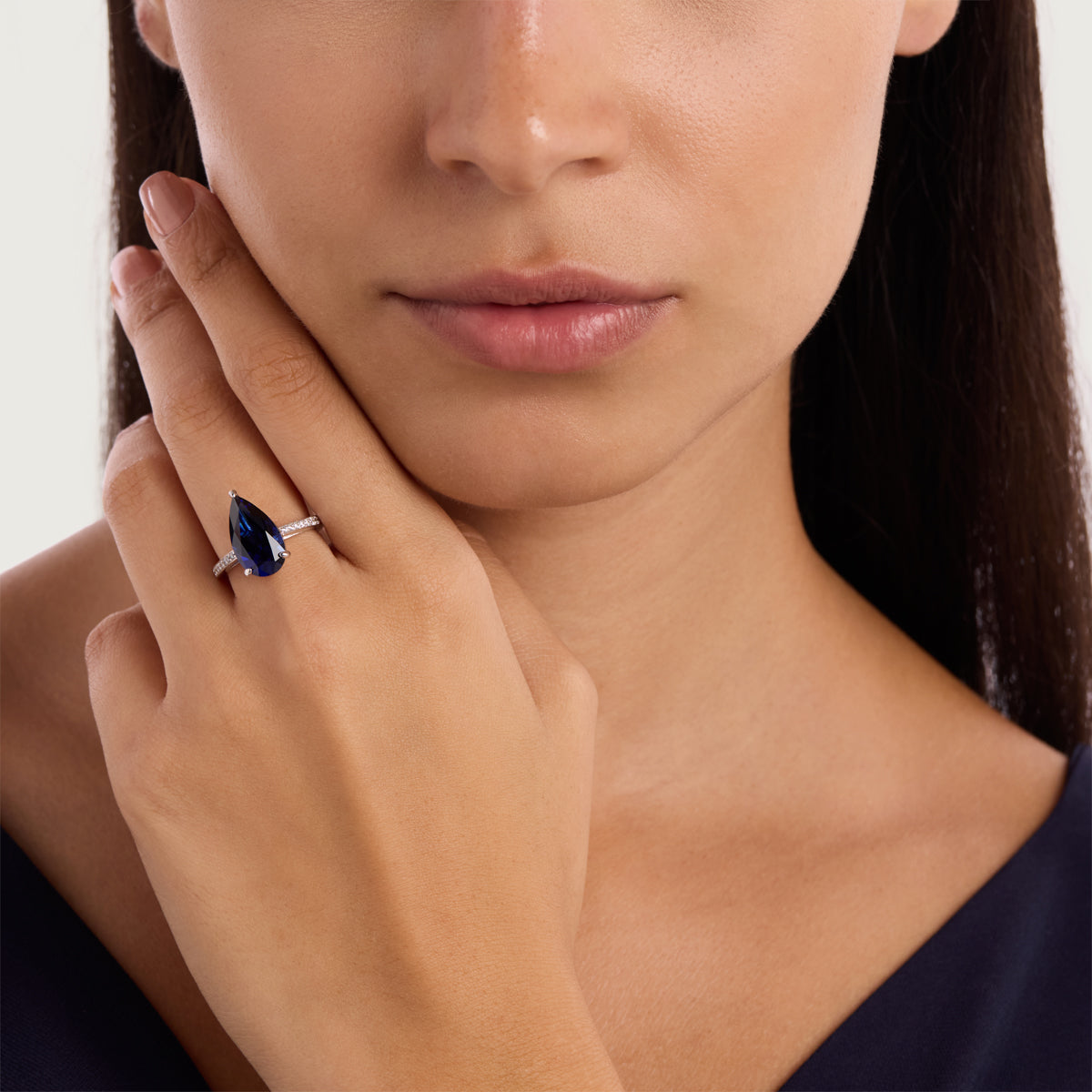 Sapphire Teardrop Ring