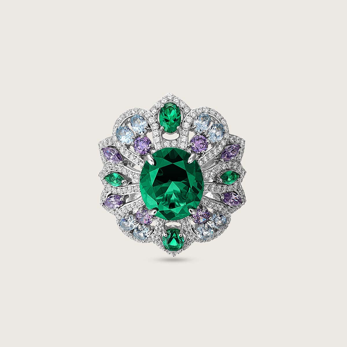 Emerald Bloom Cocktail Ring