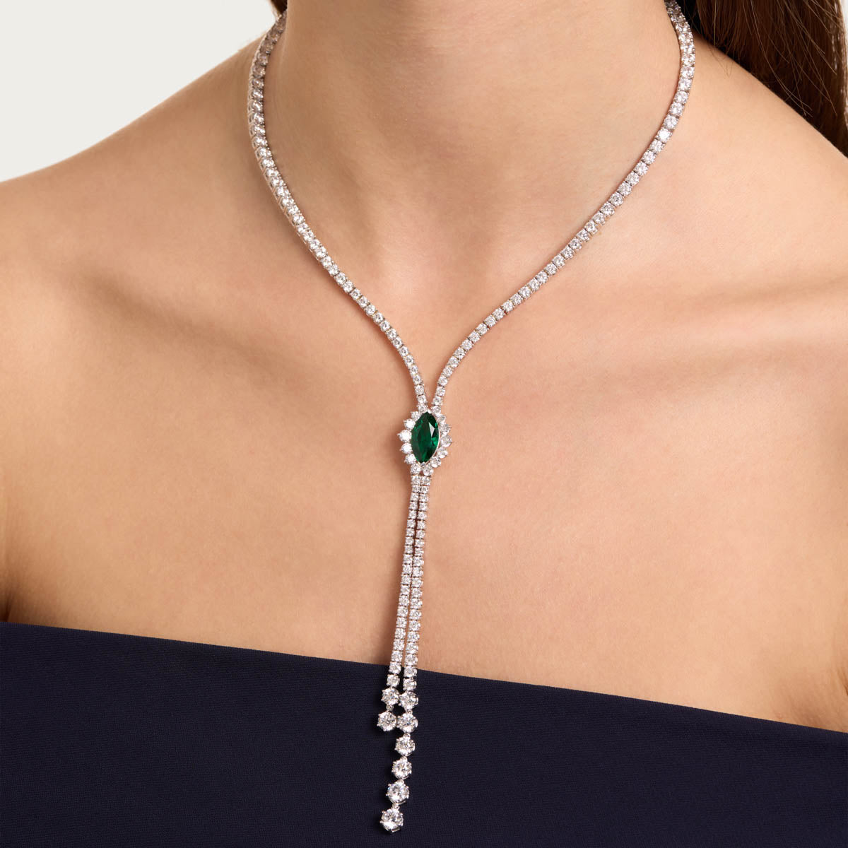 Emerald Marquise Drop Necklace