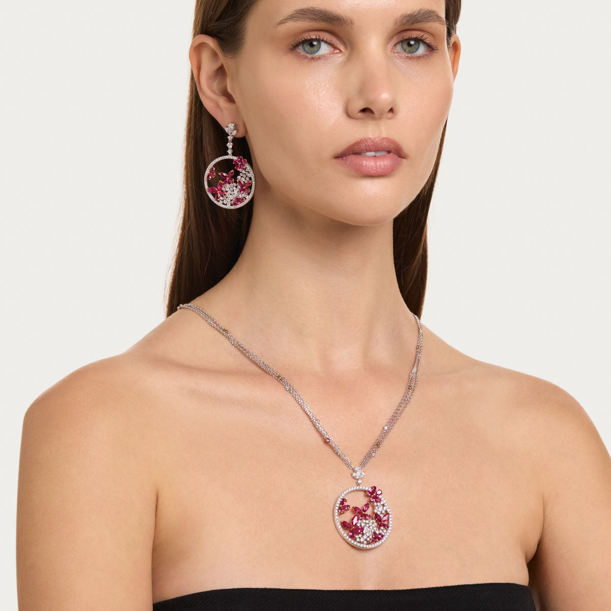 Floral Ruby Earrings