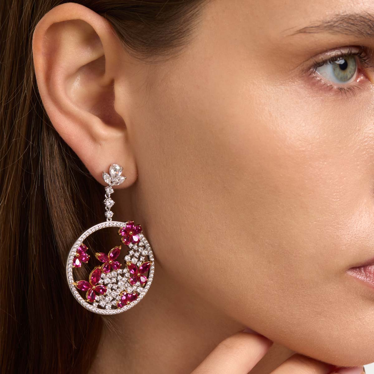 Floral Ruby Earrings