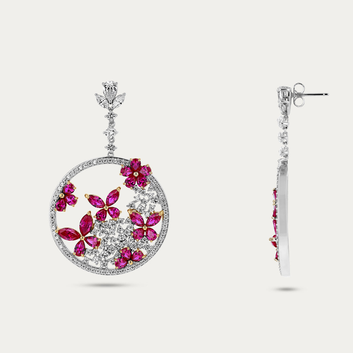 Floral Ruby Earrings