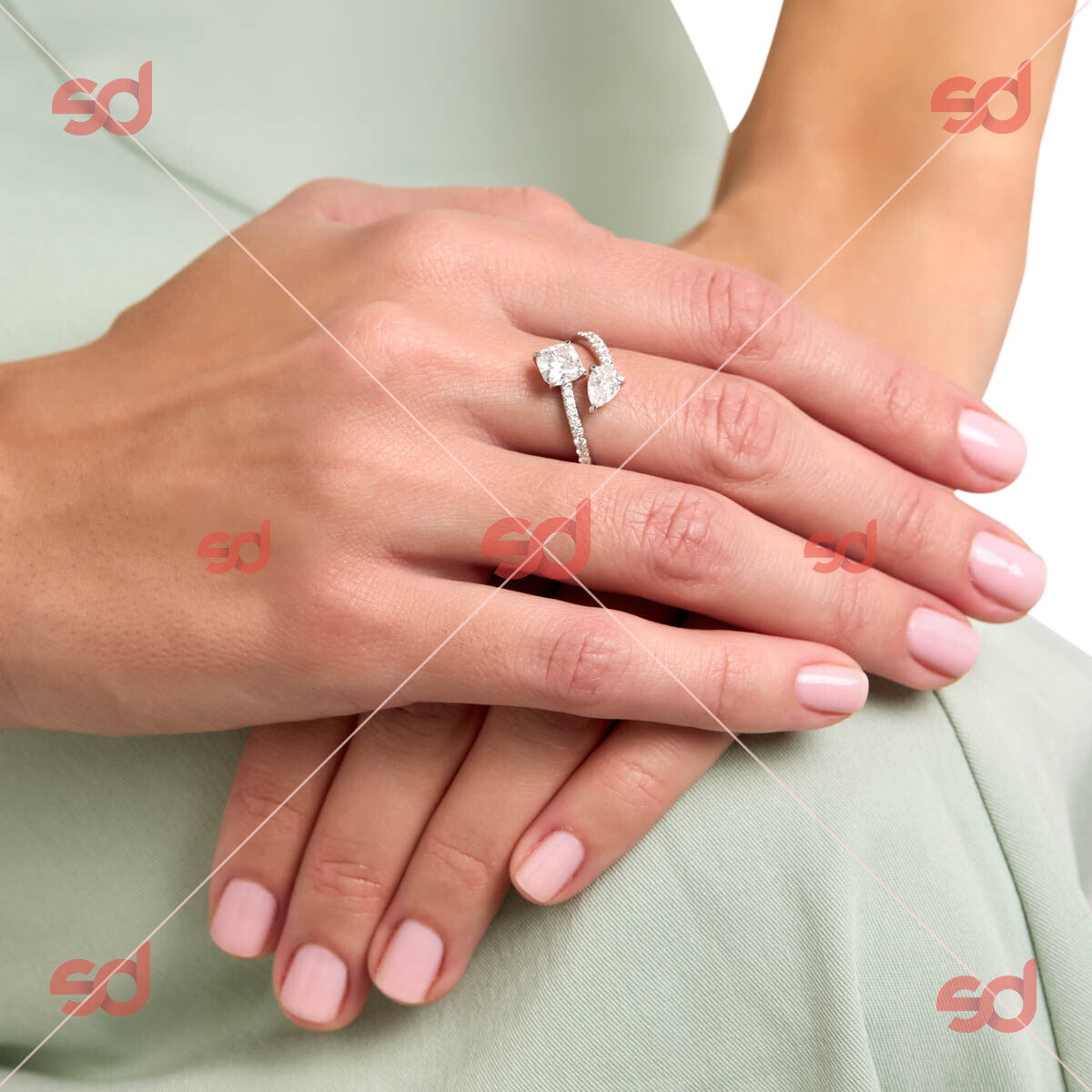 Sophisticated Bypass Lab Grown Diamond Ring
