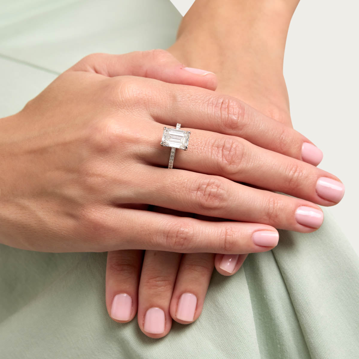 Classic Emerald Lab Grown Diamond Ring