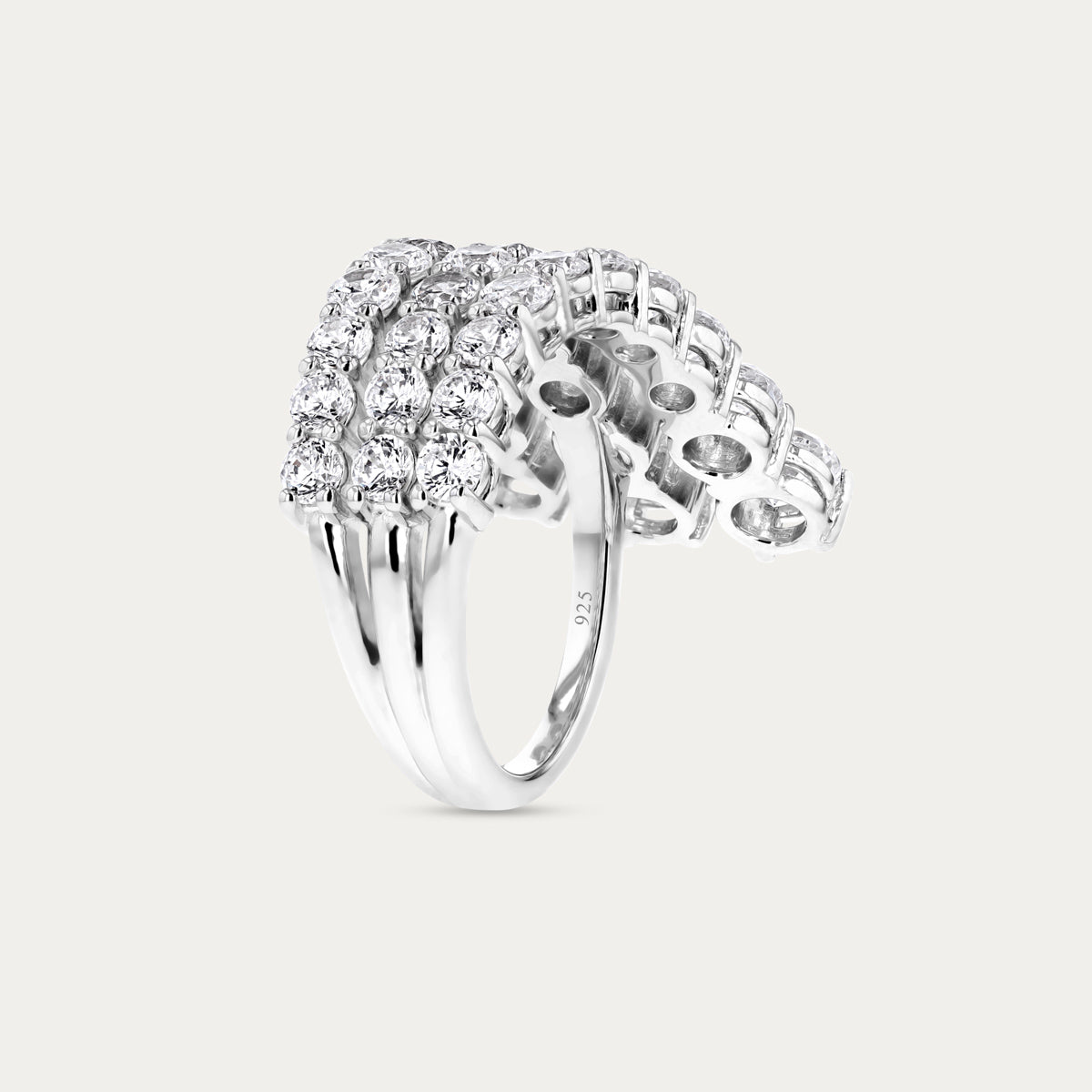Triple Row Wave Ring