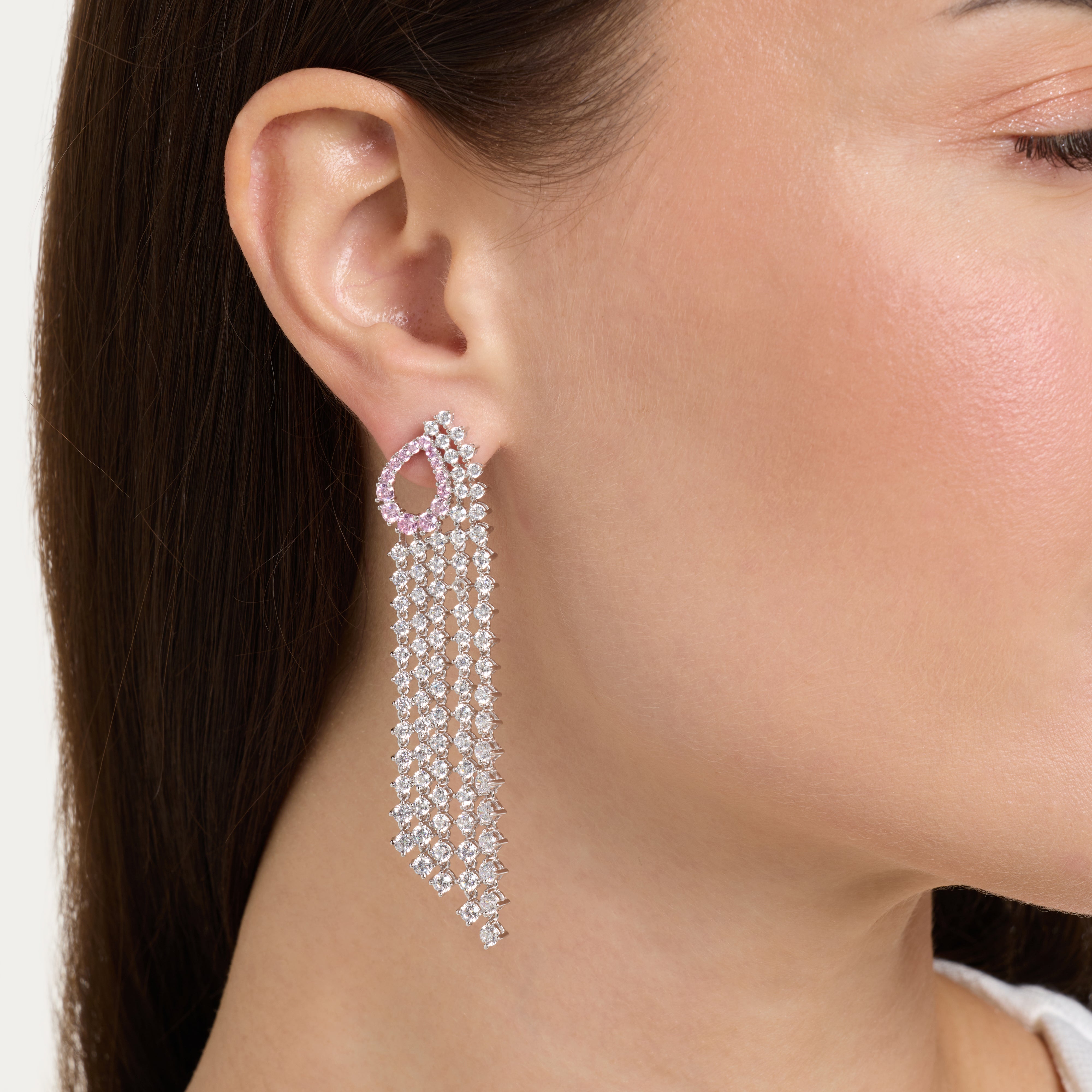 Pink Halo Cascade Earrings
