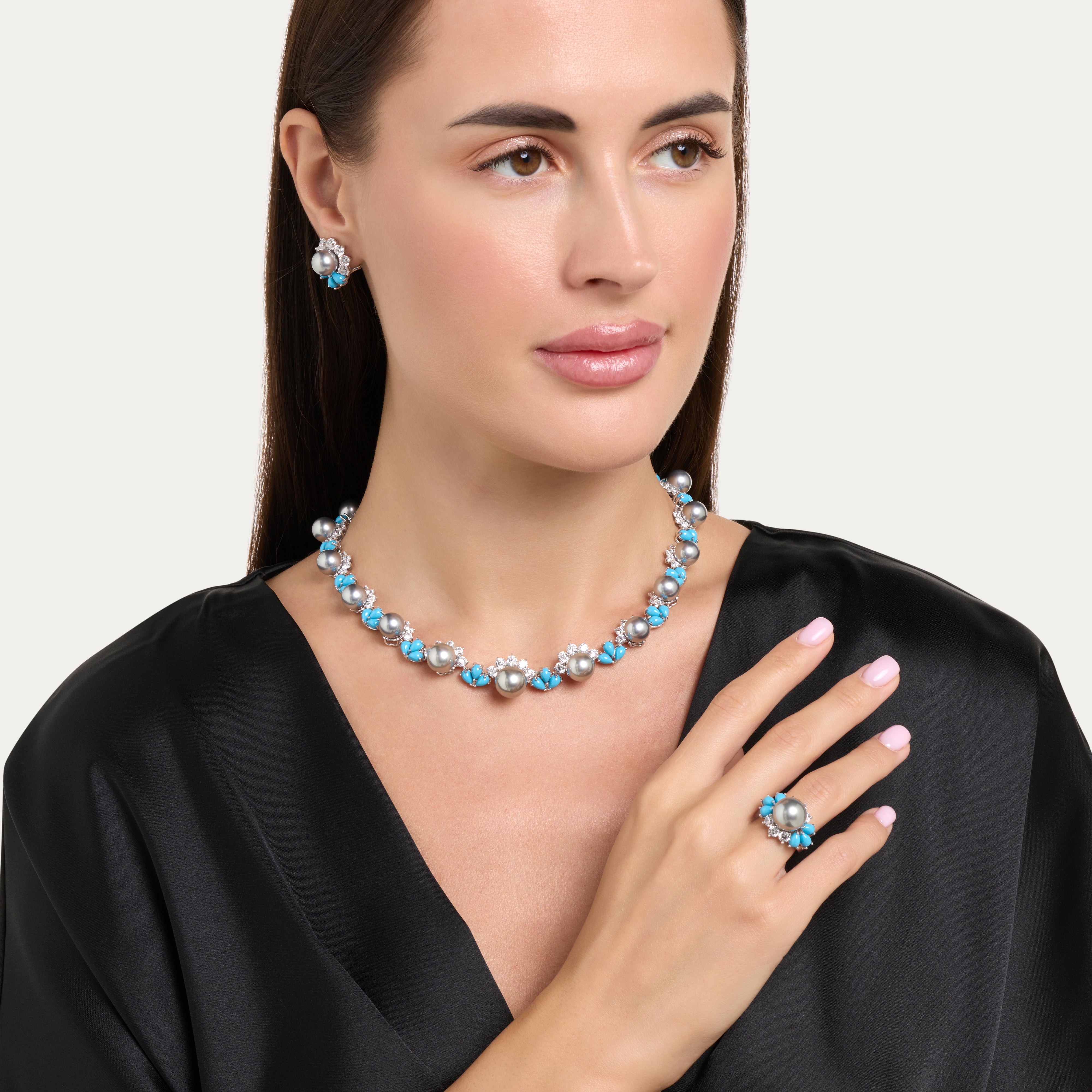 Aqua Bloom Garland Necklace