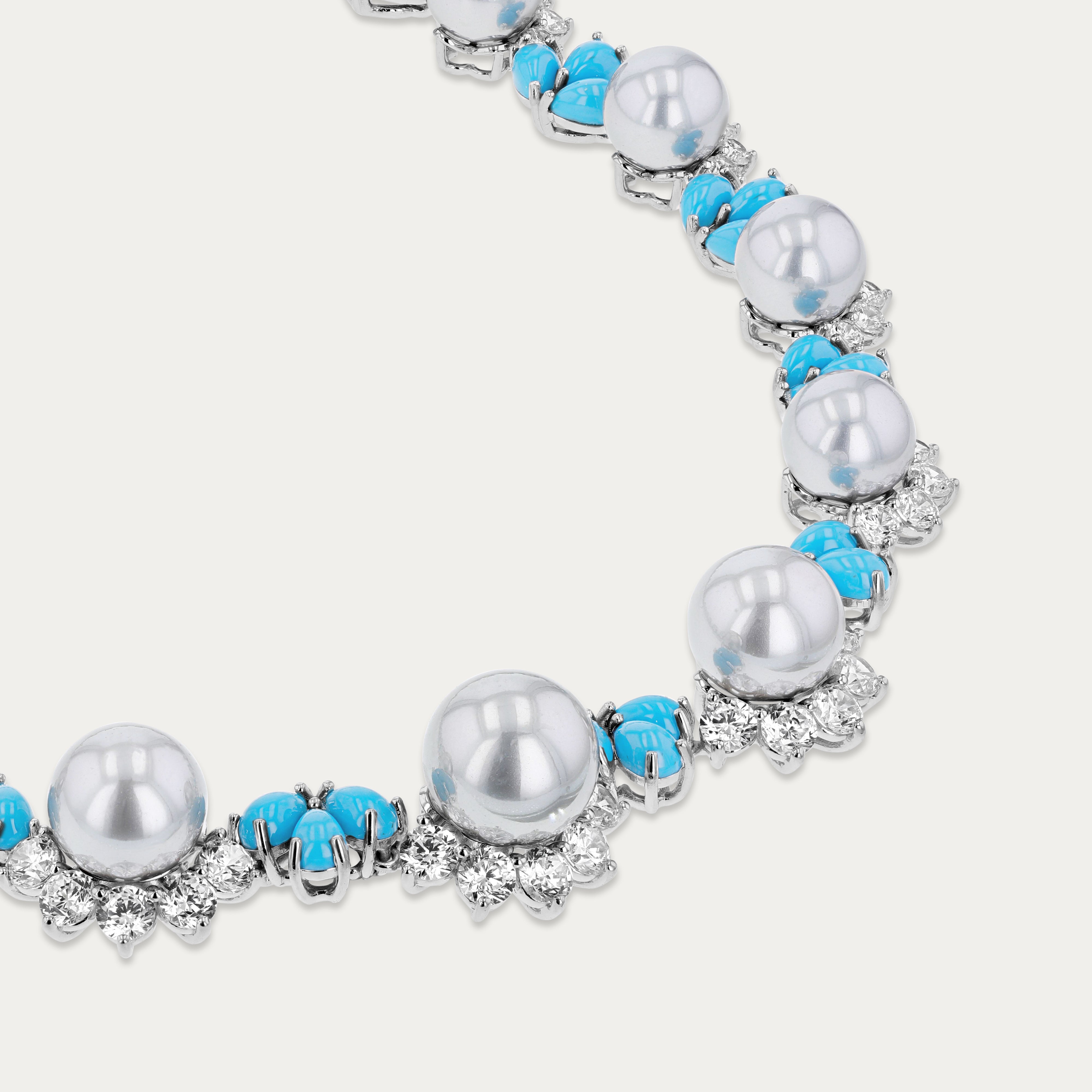 Aqua Bloom Garland Necklace