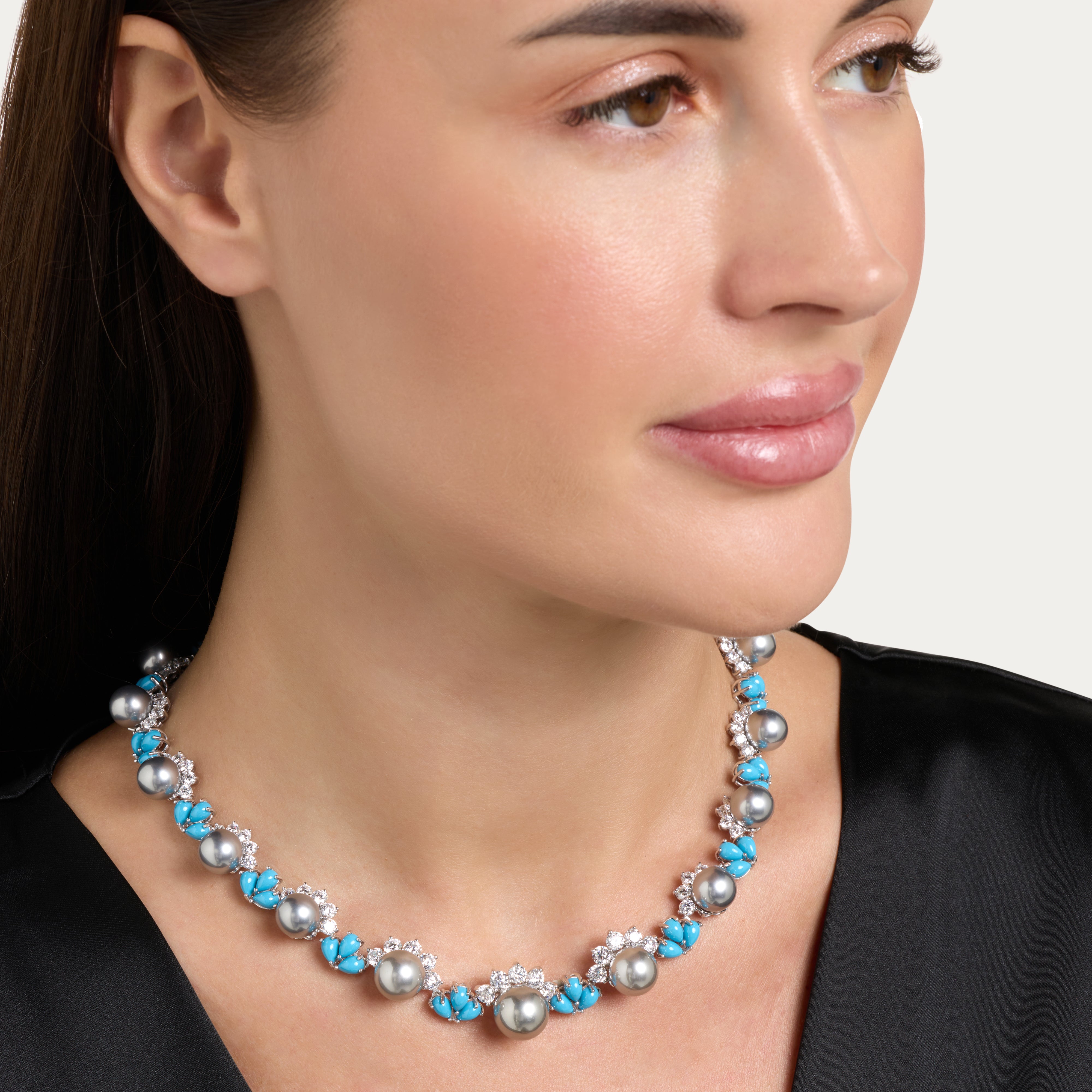 Aqua Bloom Garland Necklace