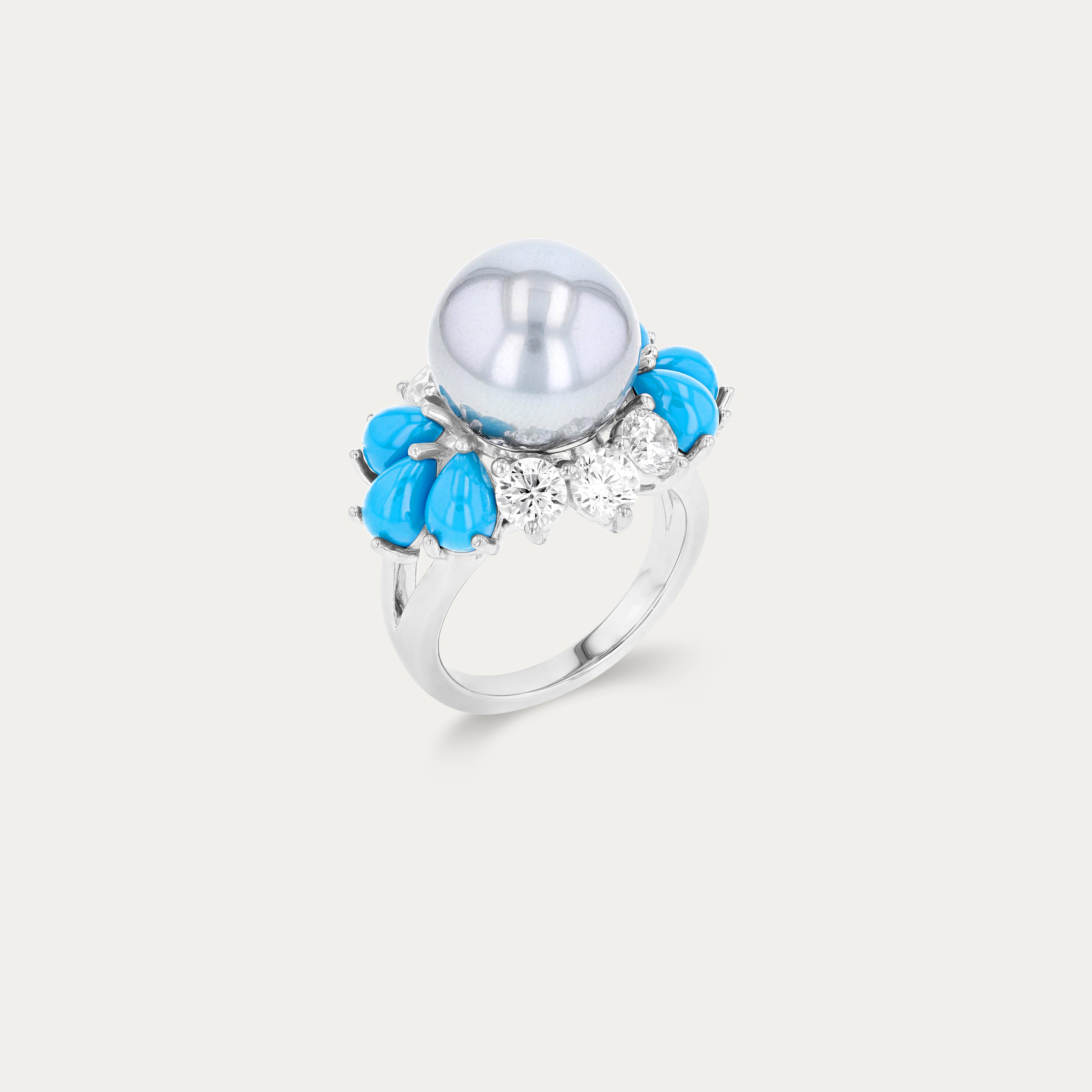 Aqua Bloom Garland Ring