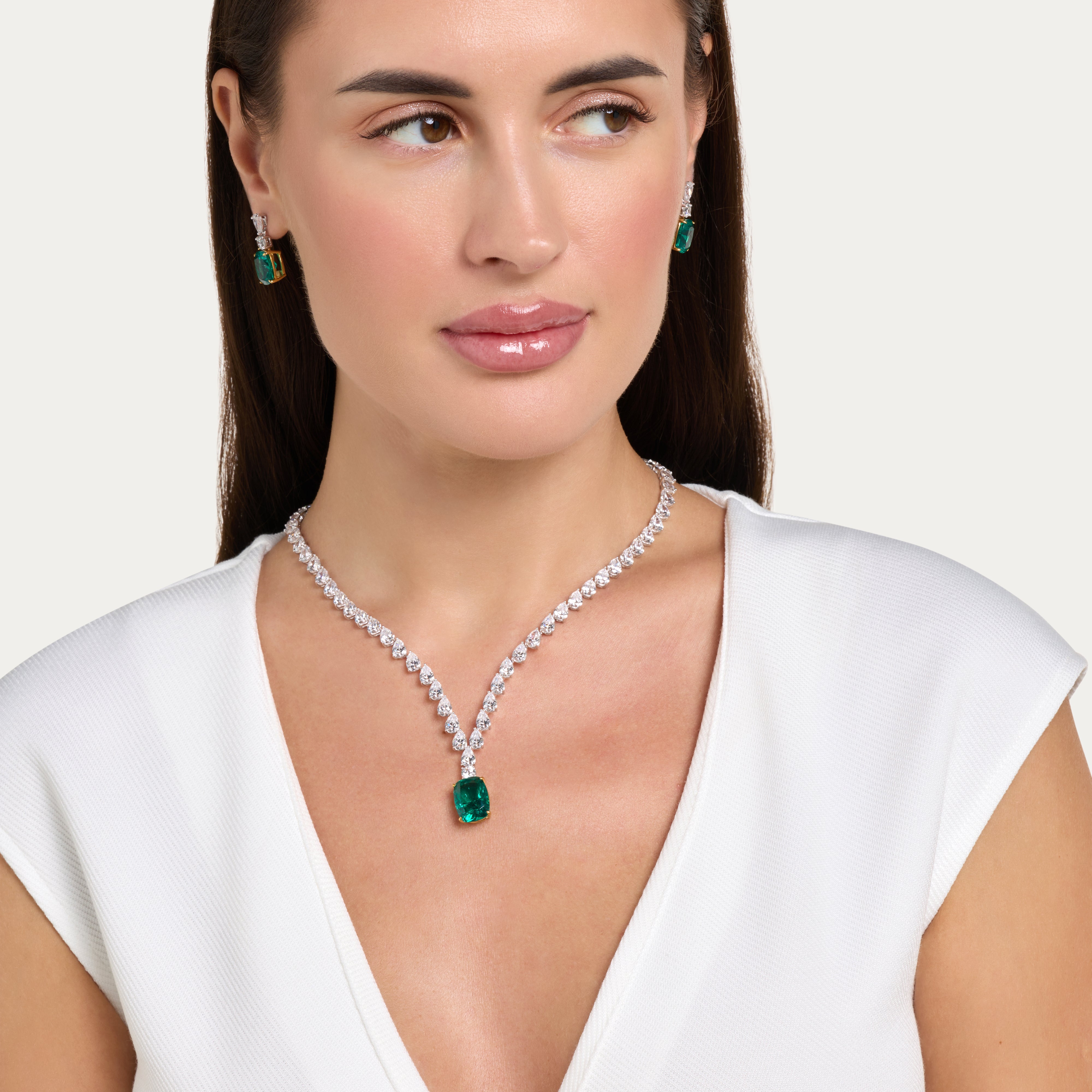 Emerald Glow Tennis Necklace