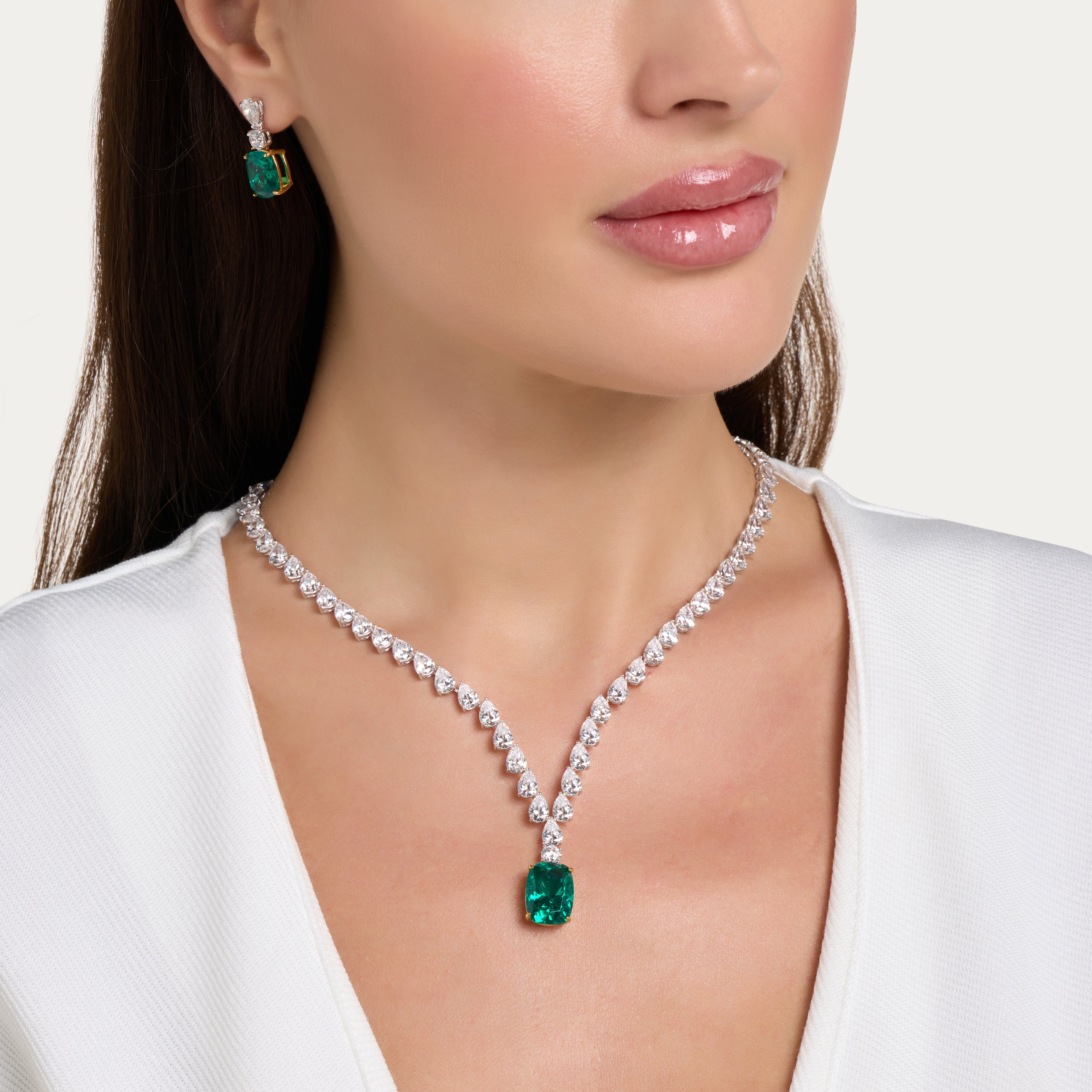 Emerald Glow Tennis Necklace