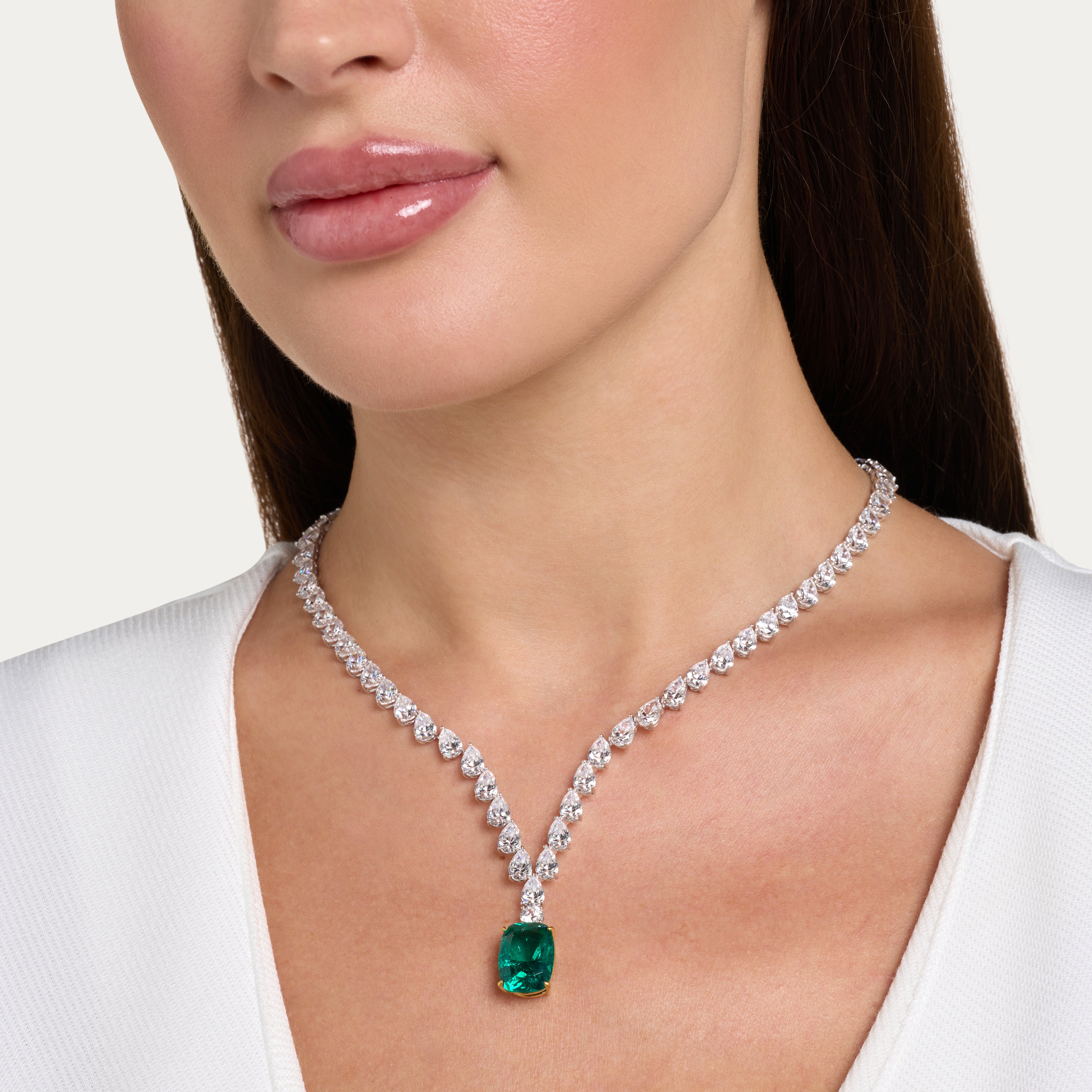 Emerald Glow Tennis Necklace