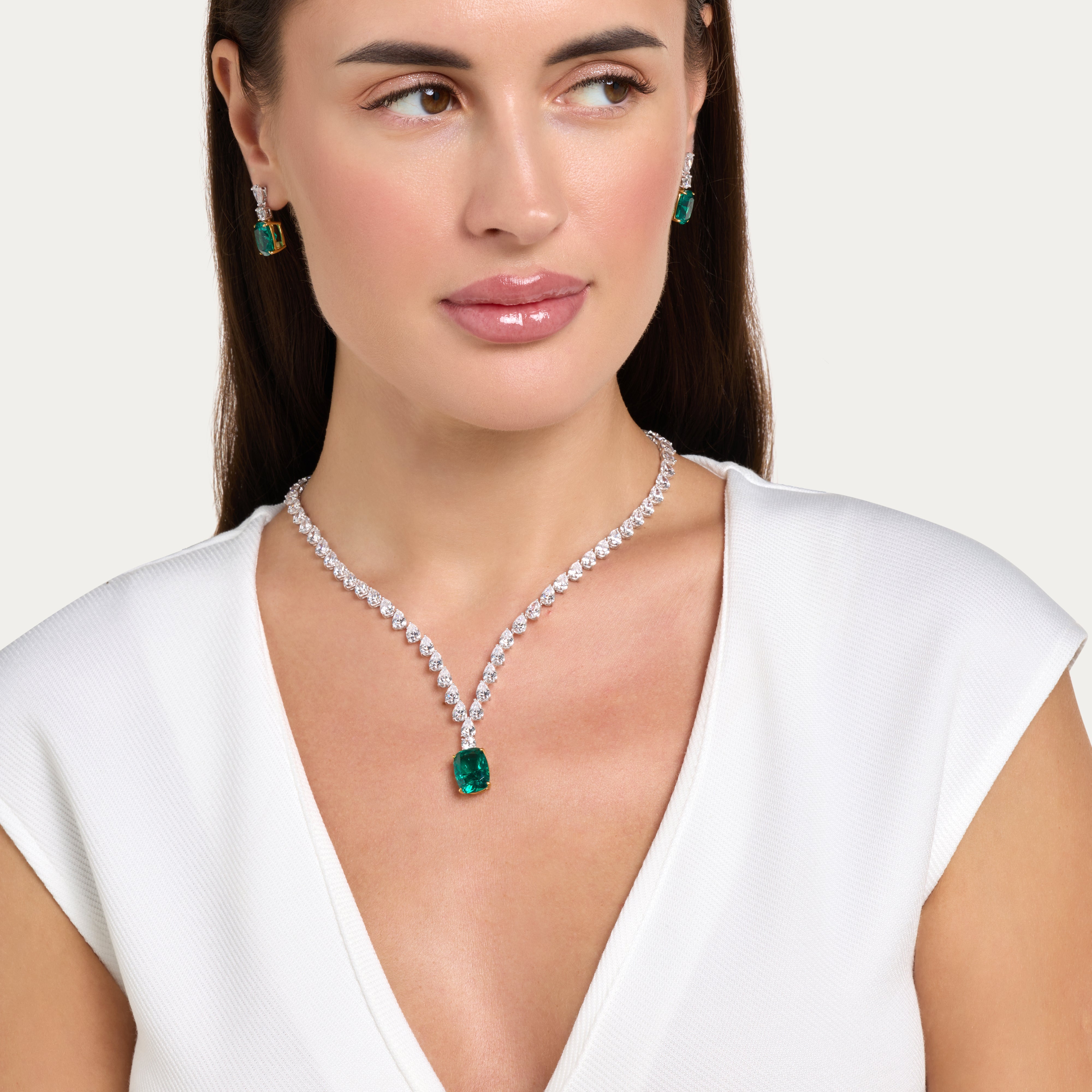 Emerald Glow Tennis Necklace