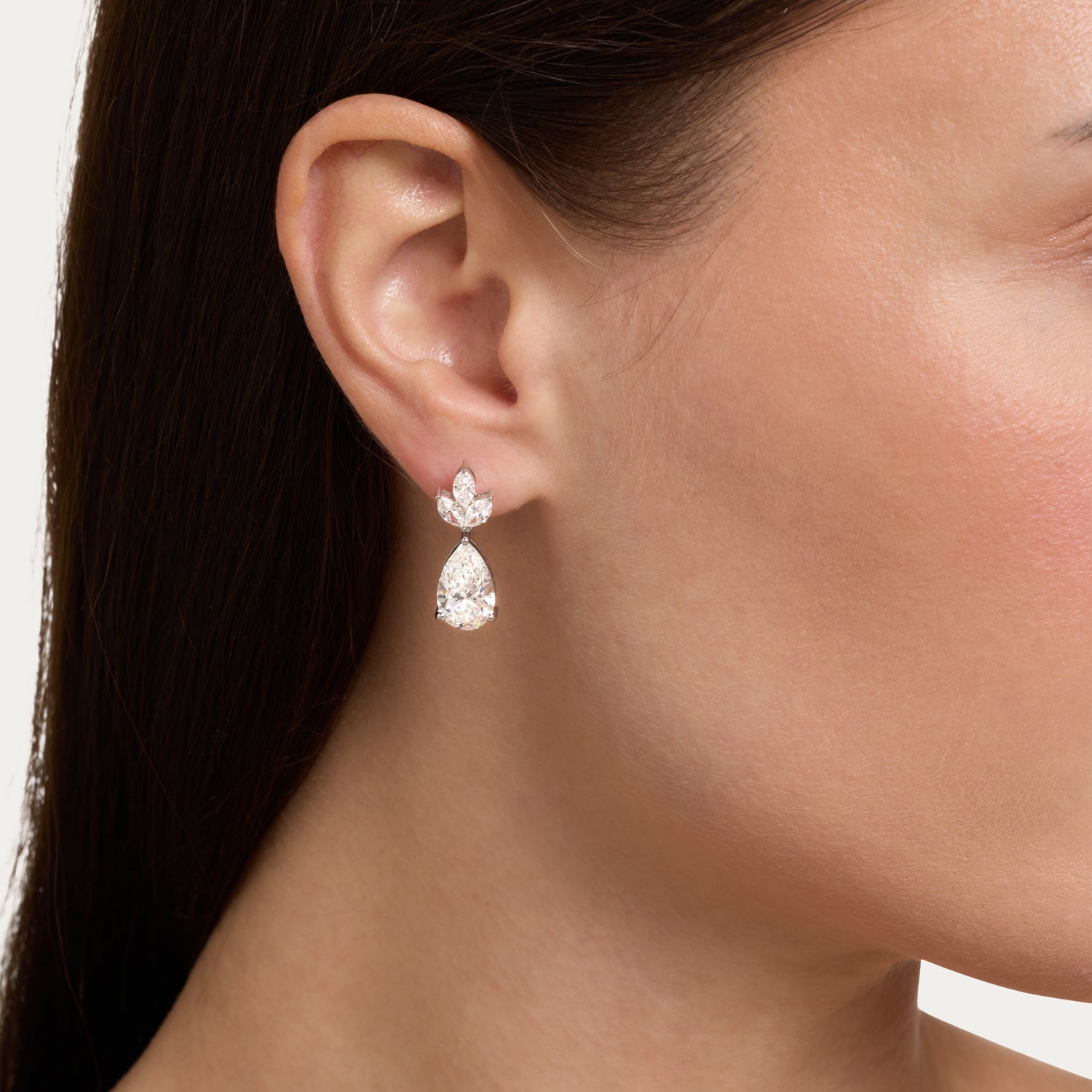 Refined Pear-Cut Lab Grown Diamond Earrings