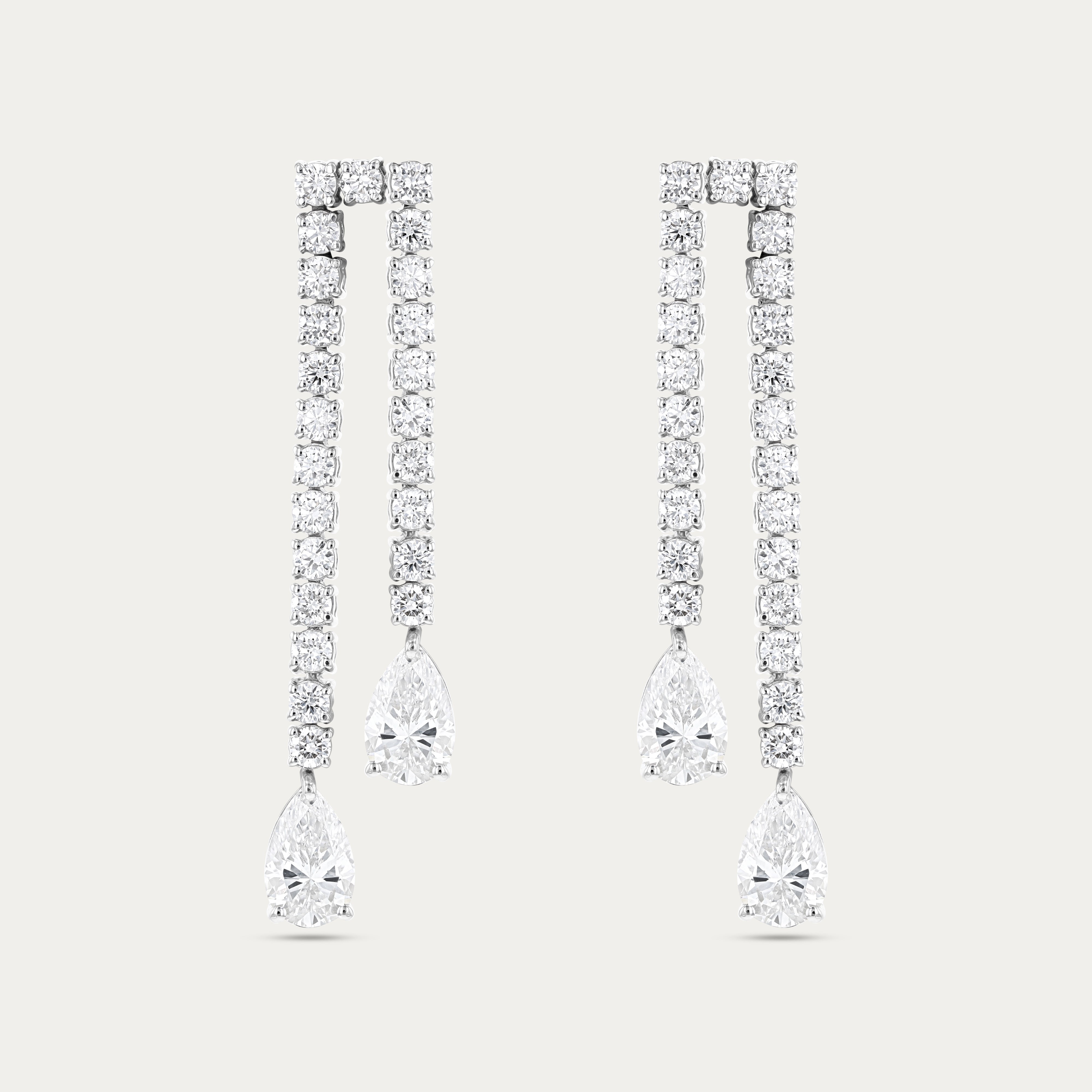 Lustrous Long Lab Grown Diamond Earrings