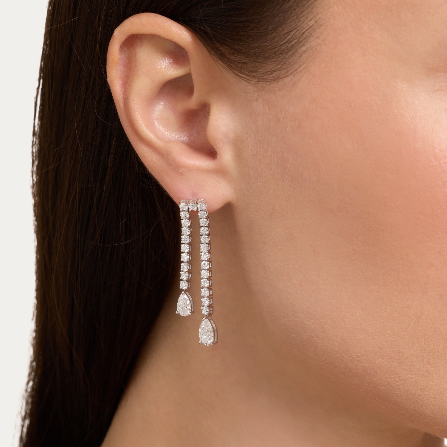 Lustrous Long Lab Grown Diamond Earrings