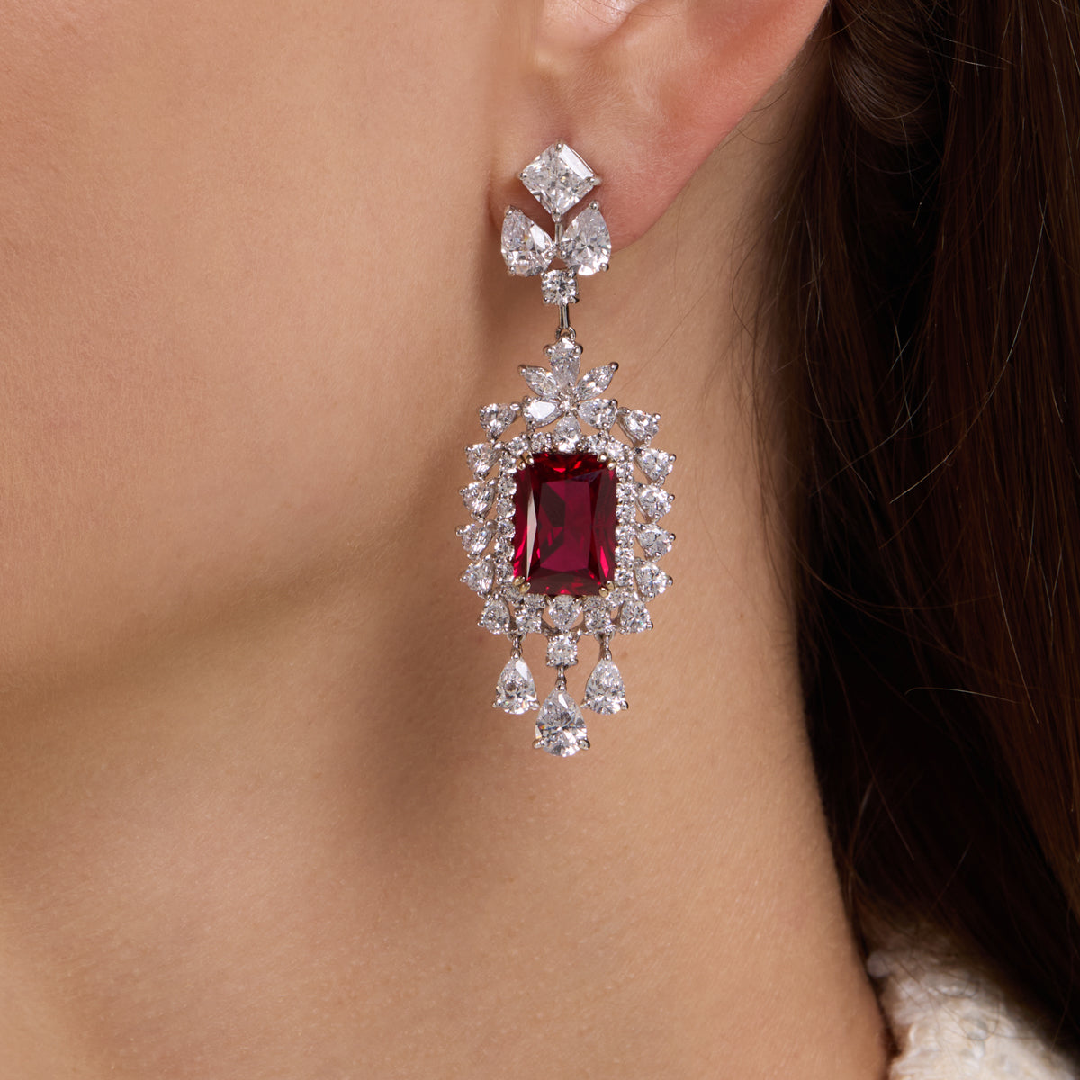 Ruby Dangles Diamond Earrings