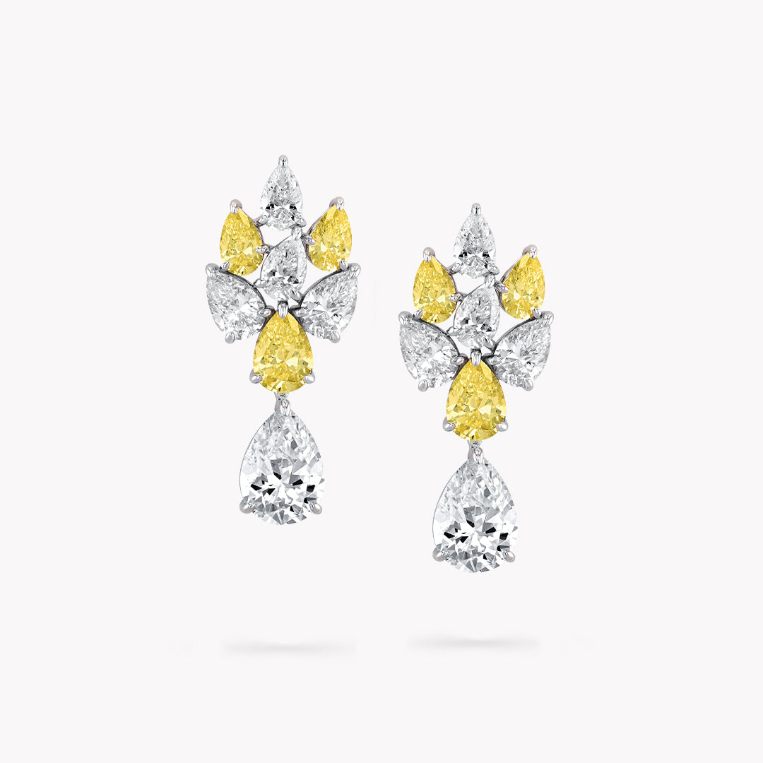 Pear Shape Cluster Drop Earrings