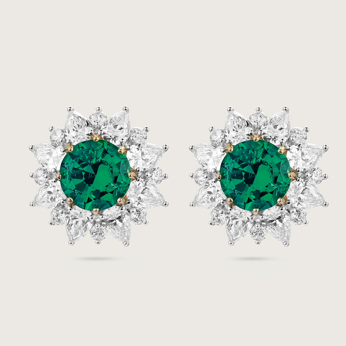 Radiant Emerald Blossom Diamond Earrings