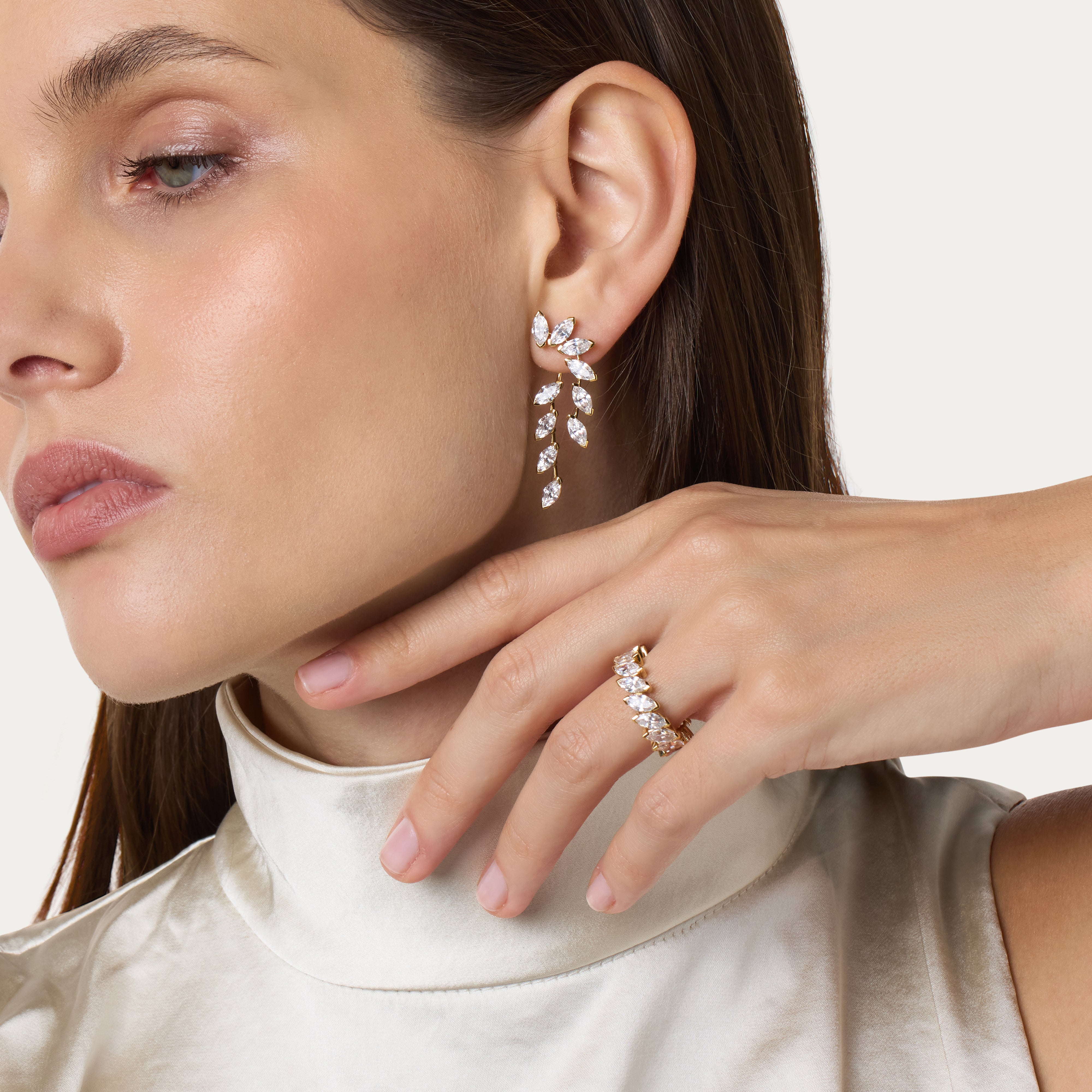 Golden Marquise Shine Earrings