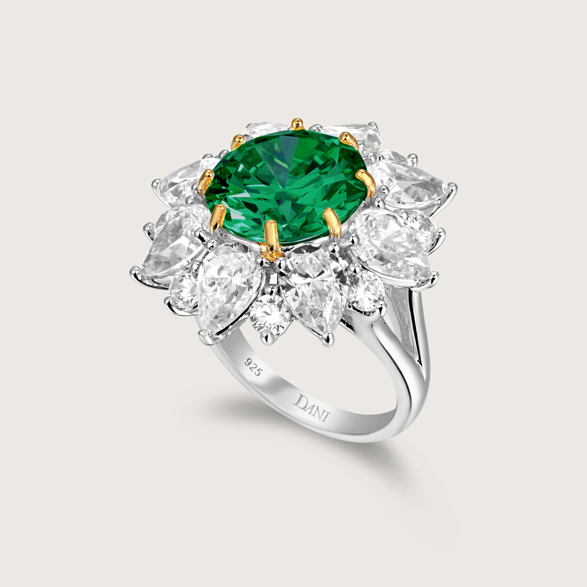 Radiant Emerald Blossom Ring