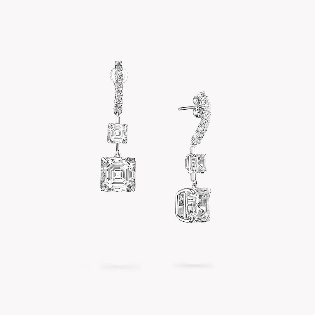 Pave 2 Stone Drop Earrings
