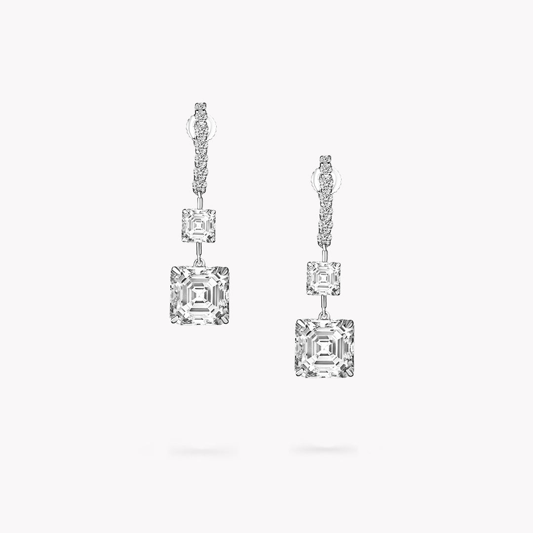 Pave 2 Stone Drop Earrings
