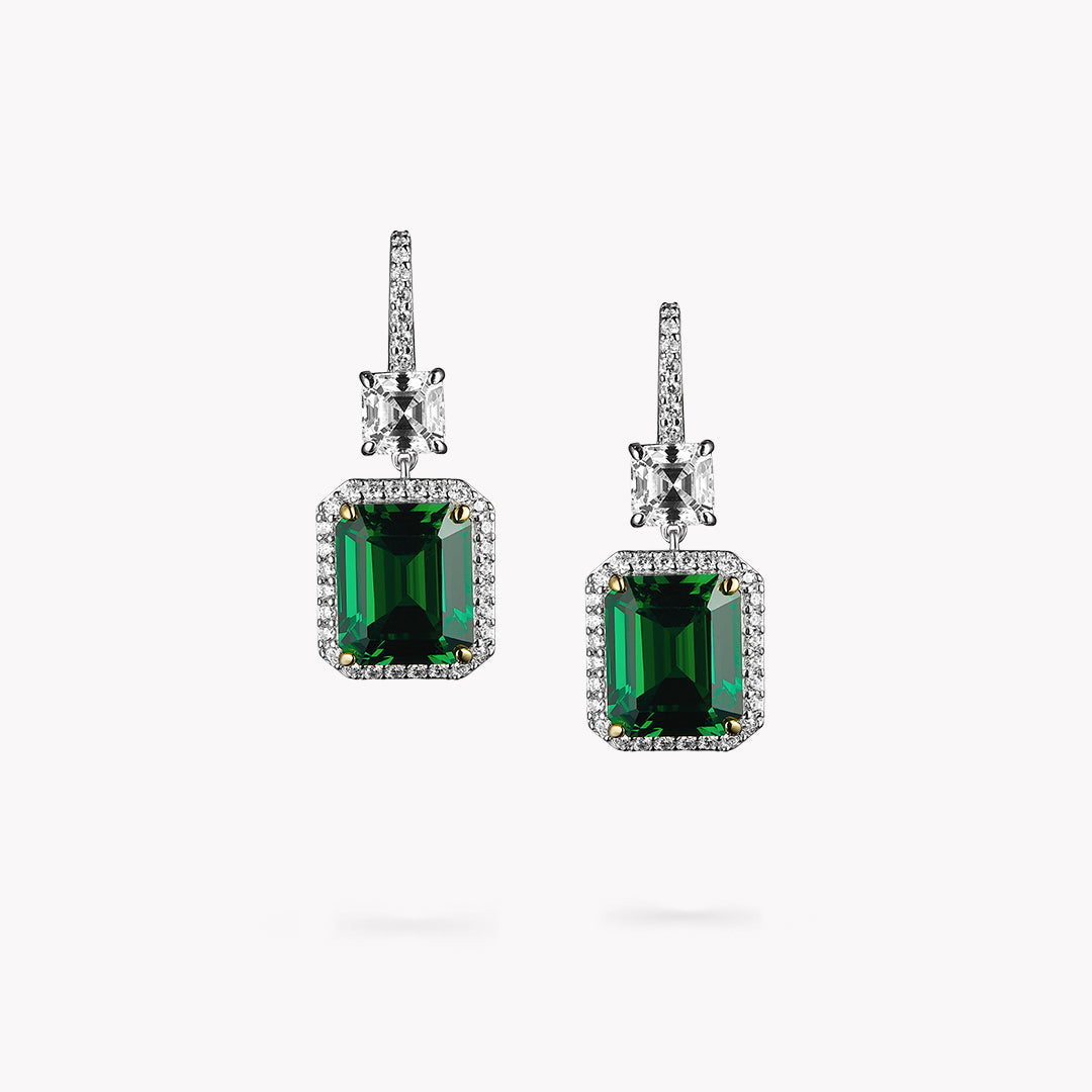 Pave 2 Stone Drop Earrings