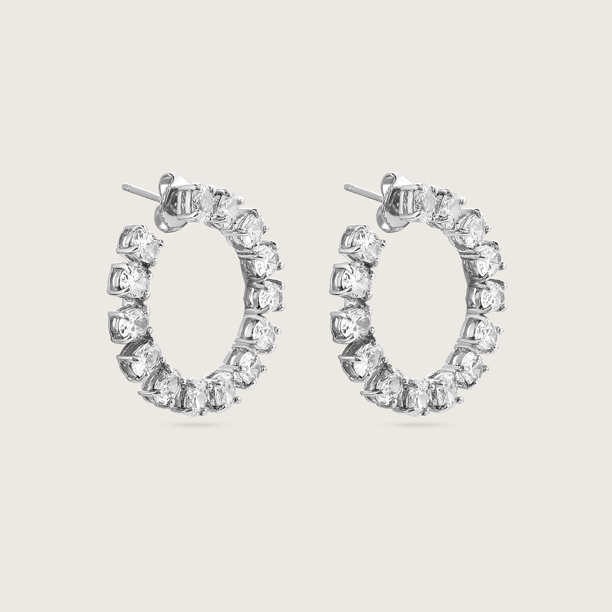 Glittering Round Hoop Earrings