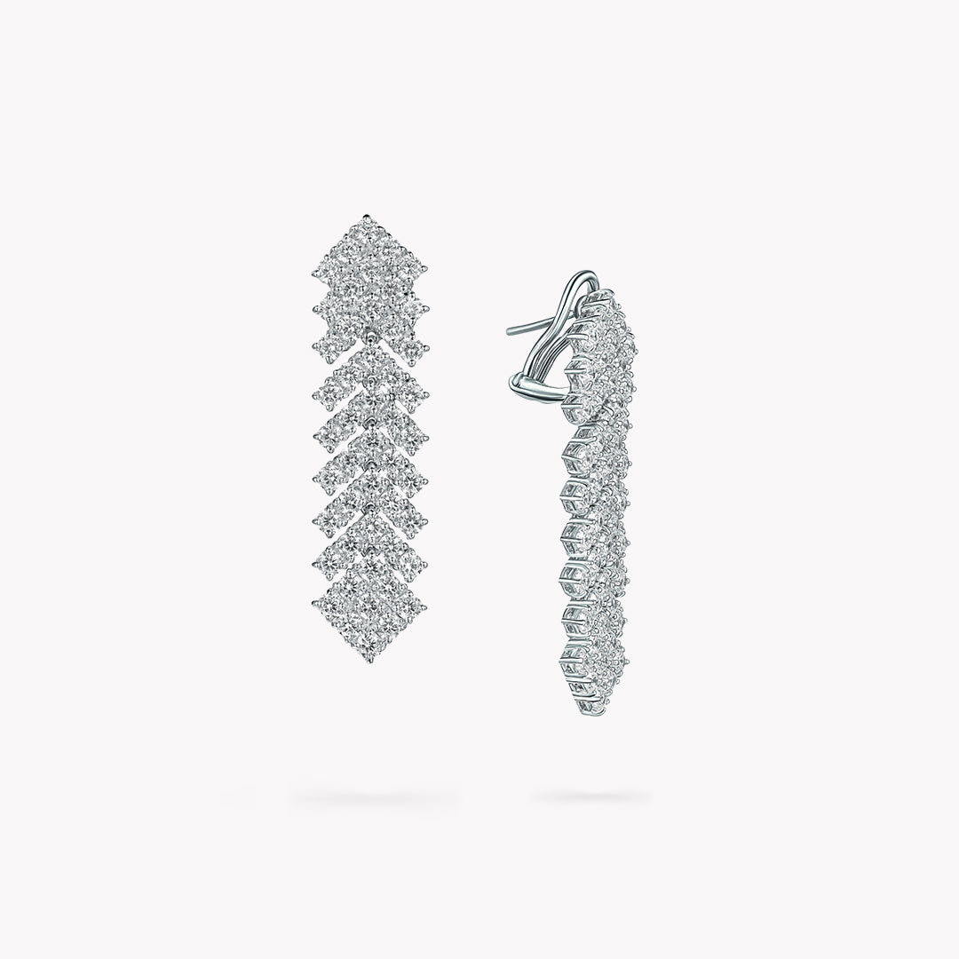3 Row Round Cut Chandelier Earrings