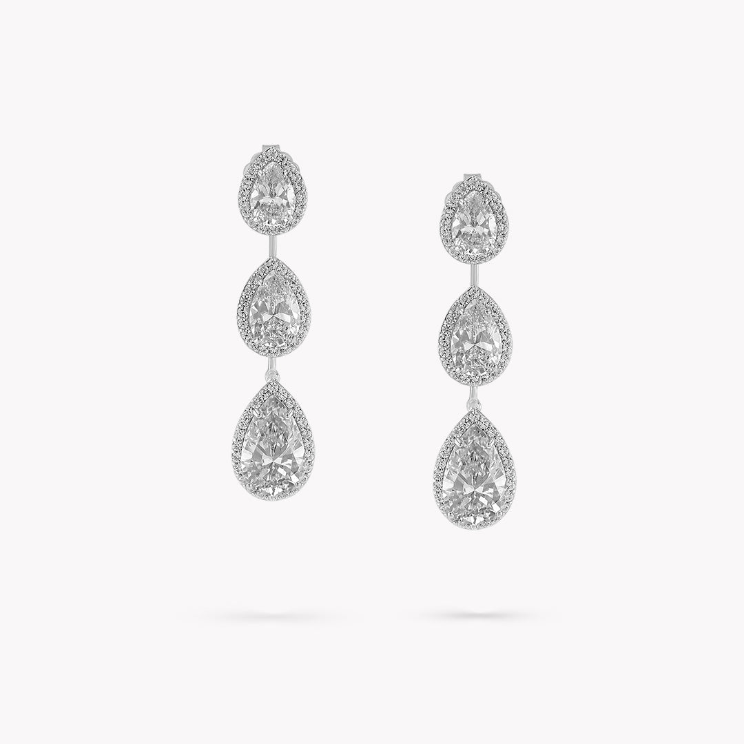 DANI 'Halo' 3 Stone Drop Earrings