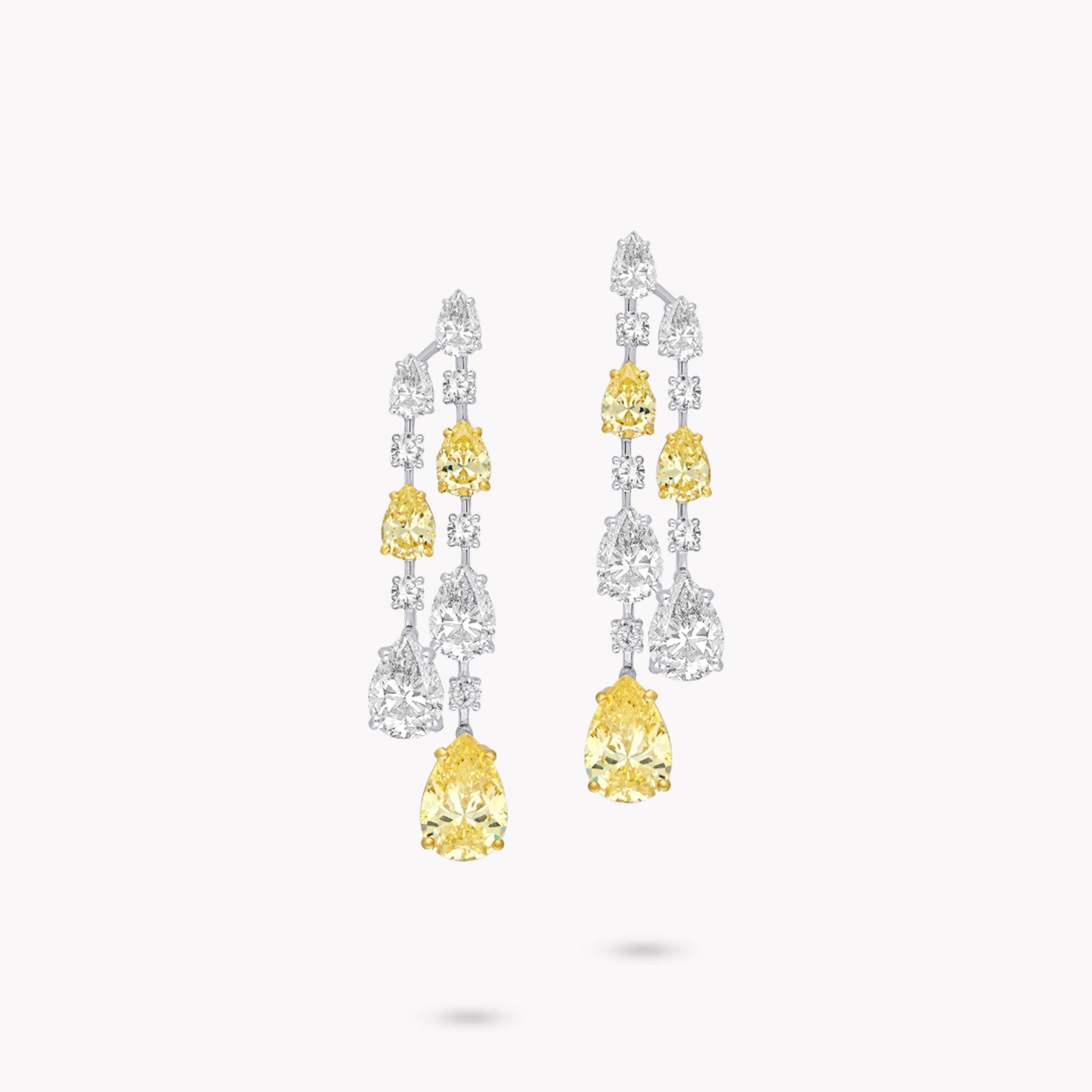 Fancy Shape 2 Row Linear Drop Earrings