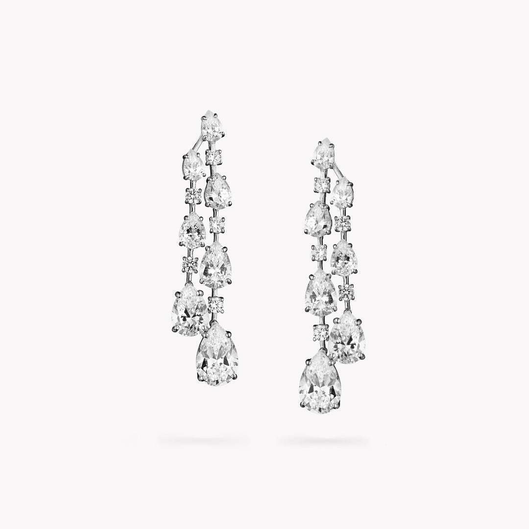 Fancy Shape 2 Row Linear Drop Earrings