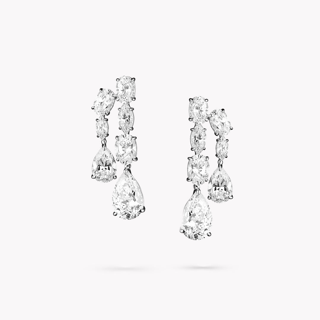Fancy Shape 2 Row Linear Drop Earrings