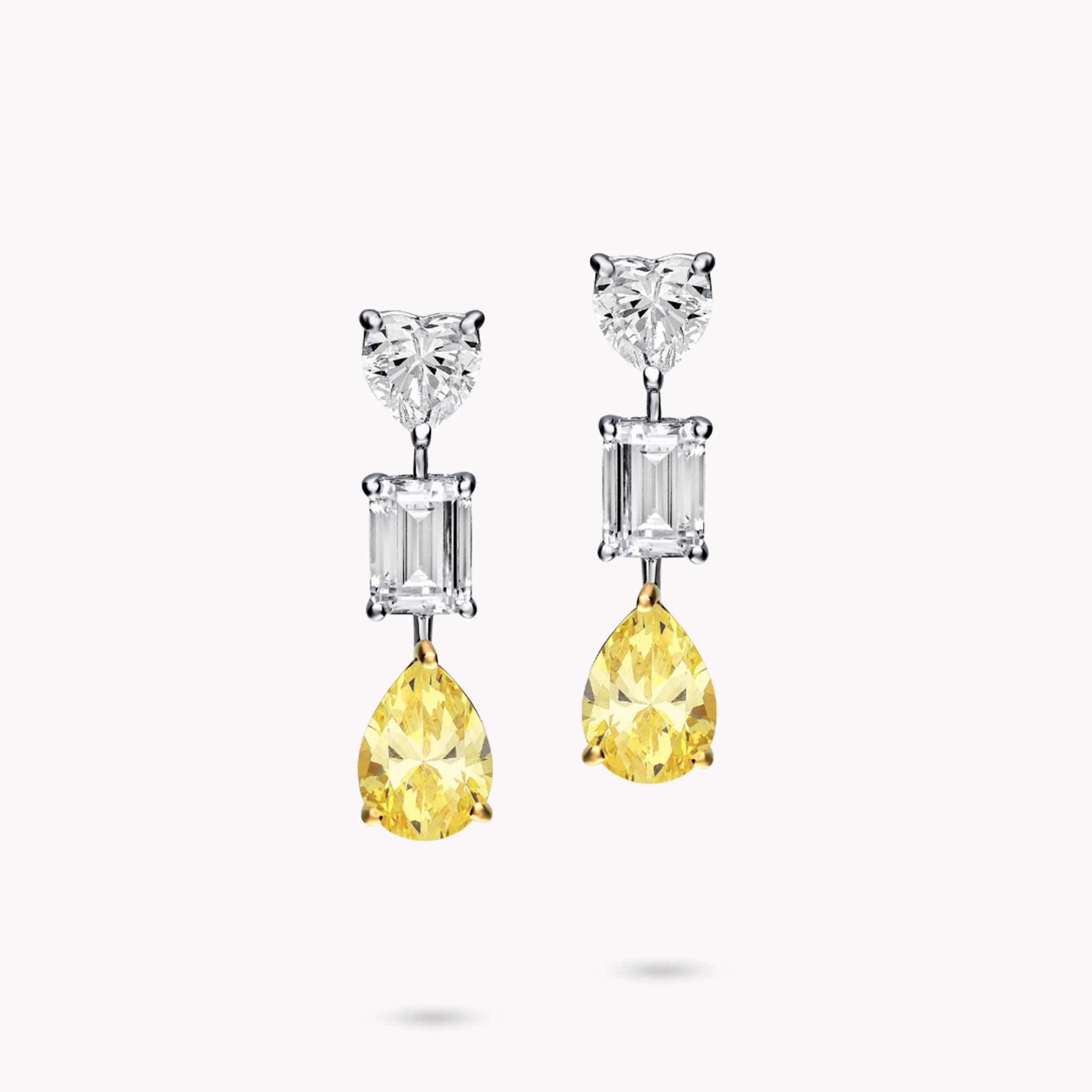 Fancy Shape 3 Stone Drop Earrings