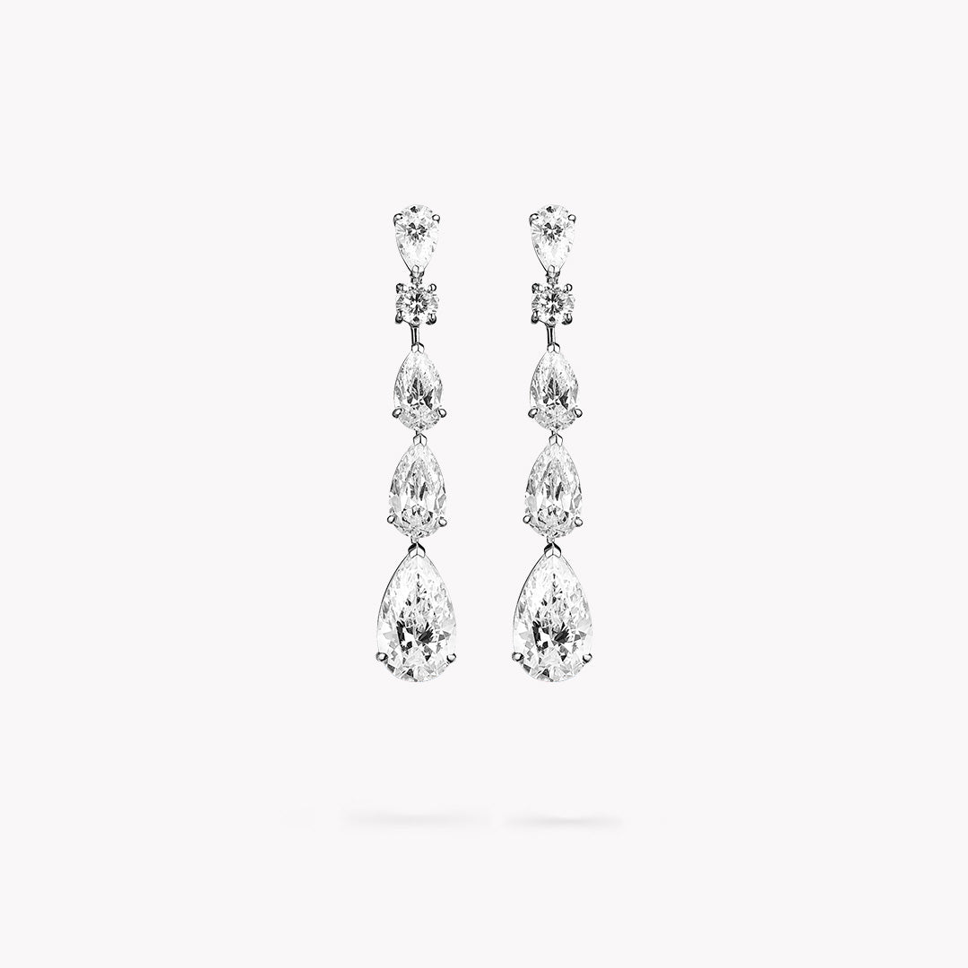 Fancy Shape 5 Stone Drop Earrings