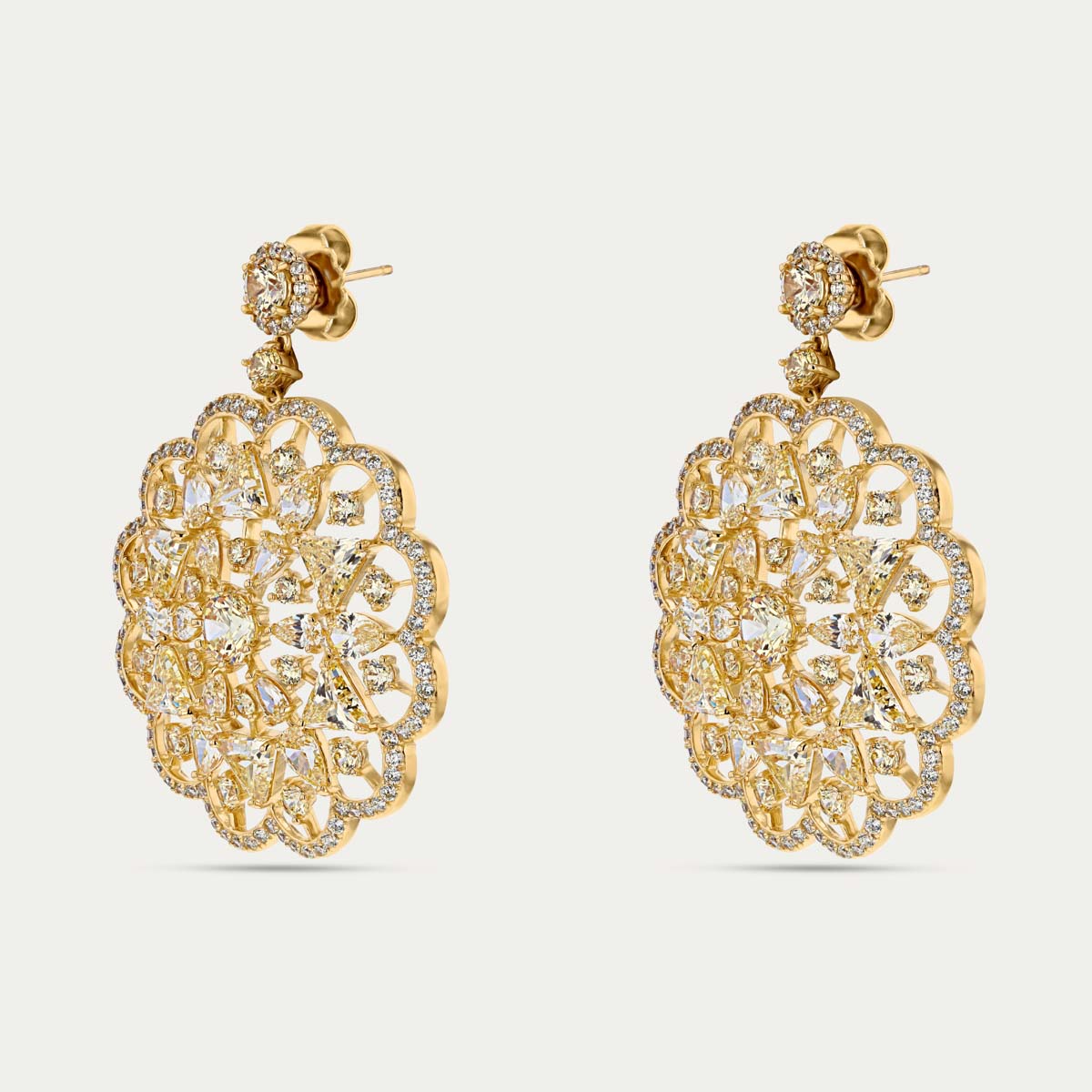 Pear & Round Canary Earrings