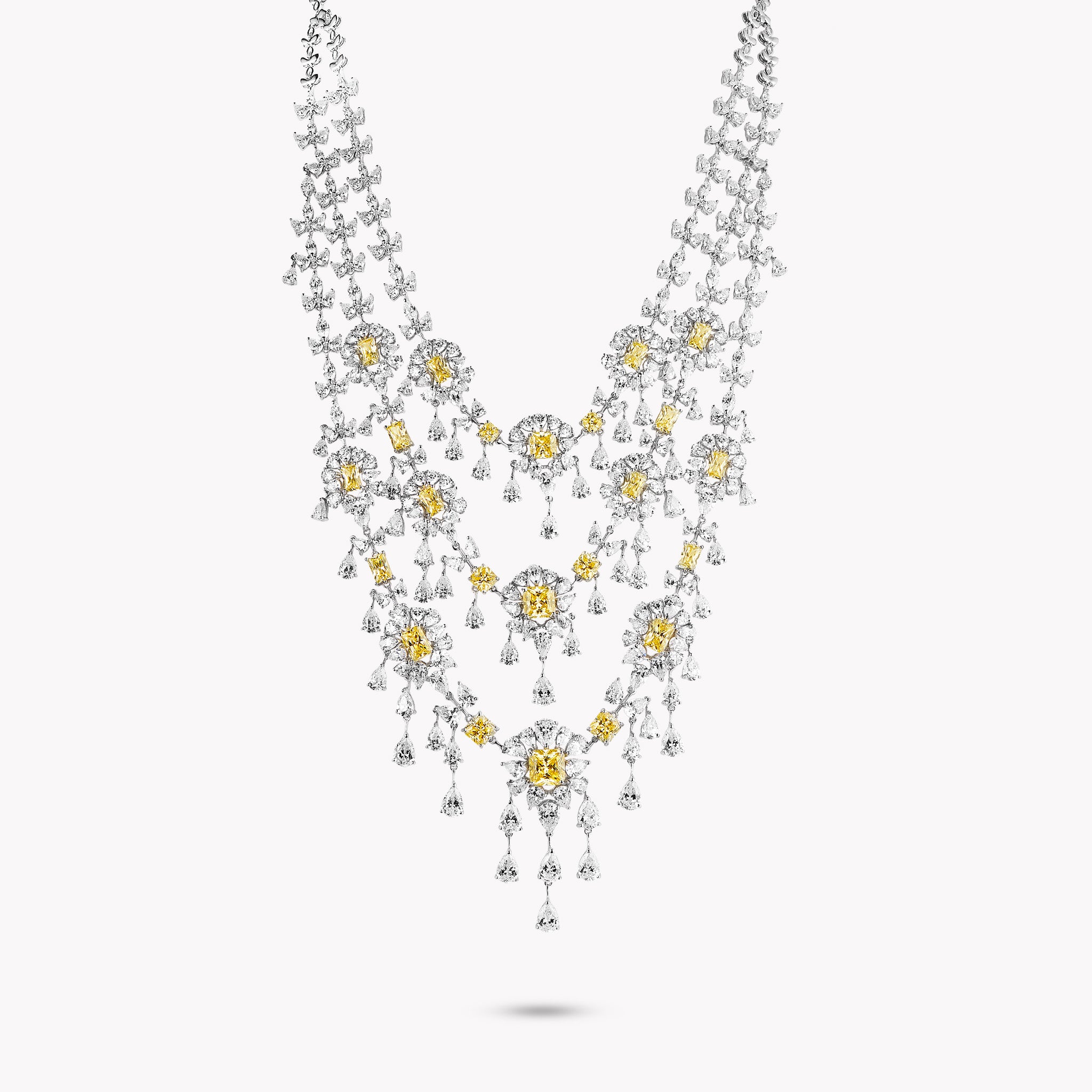 Fancy Shape 3 Row Necklace