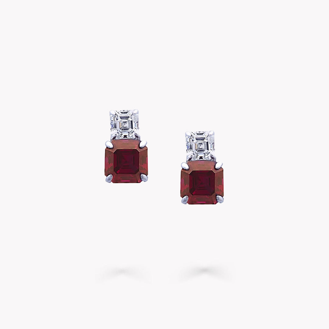 Fancy Shape 2 Stone Stud Earrings