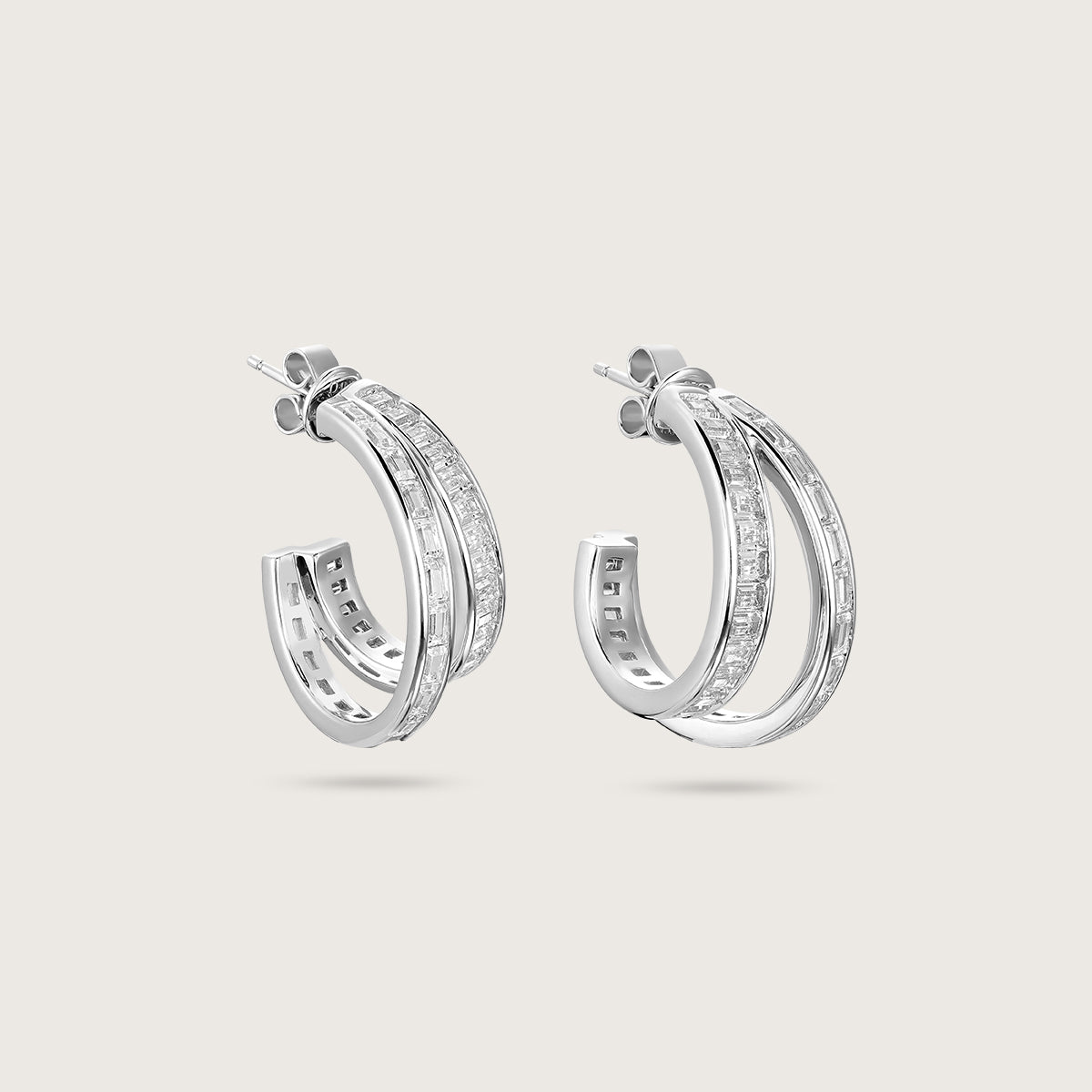 Elegant Baguette Hoops