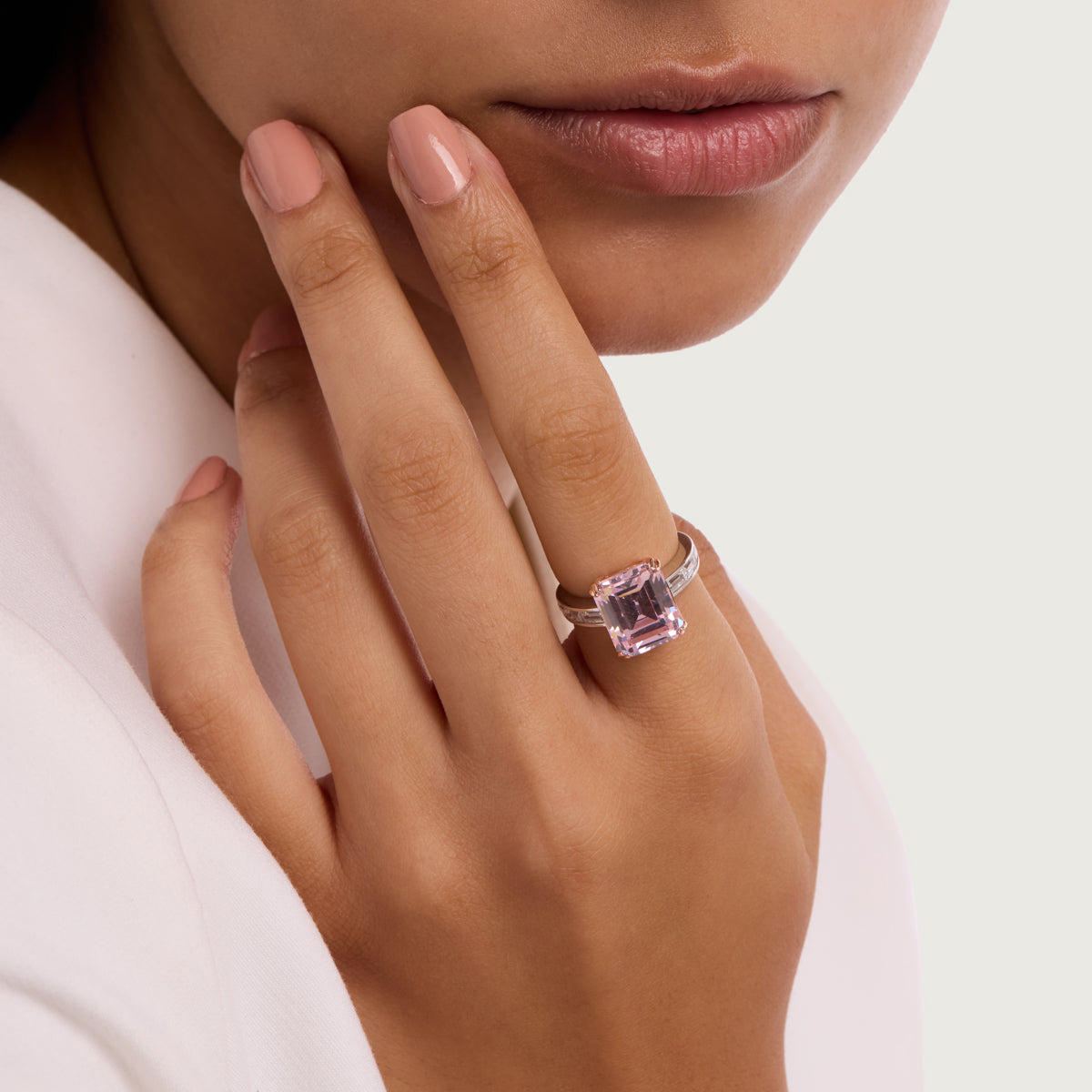 Rose Quartz Solitaire Ring