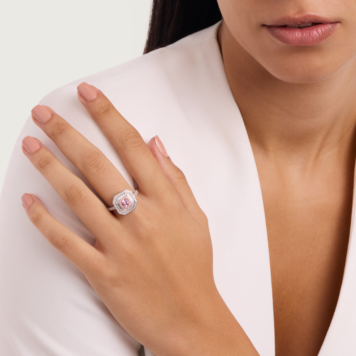 Rose Quartz Cushion Glow Ring