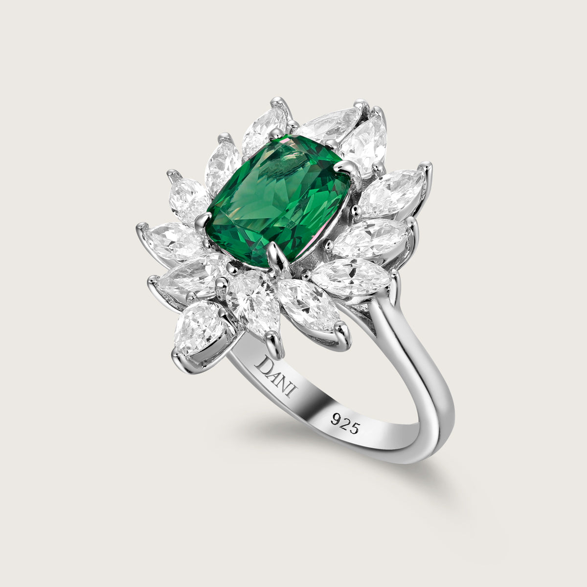 Regal Emerald Petals Ring