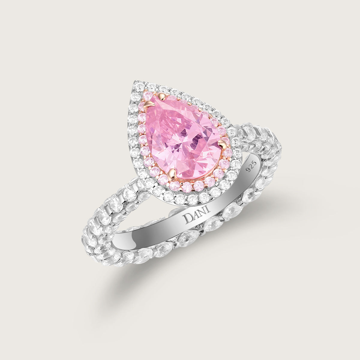 Rose Quartz Teardrop Glow Ring