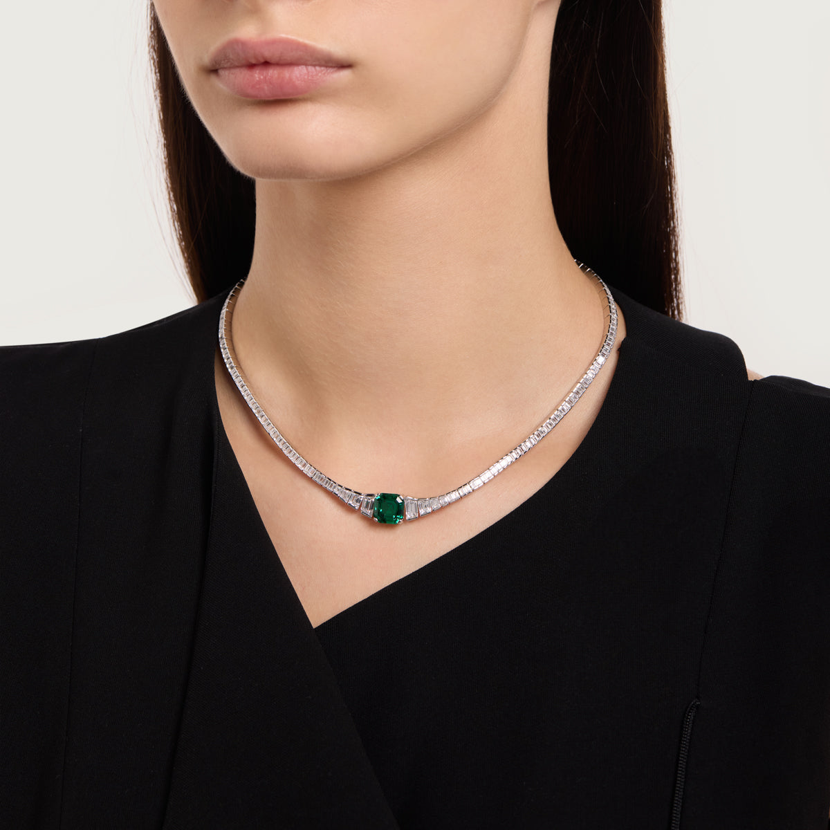 Emerald Baguette Necklace