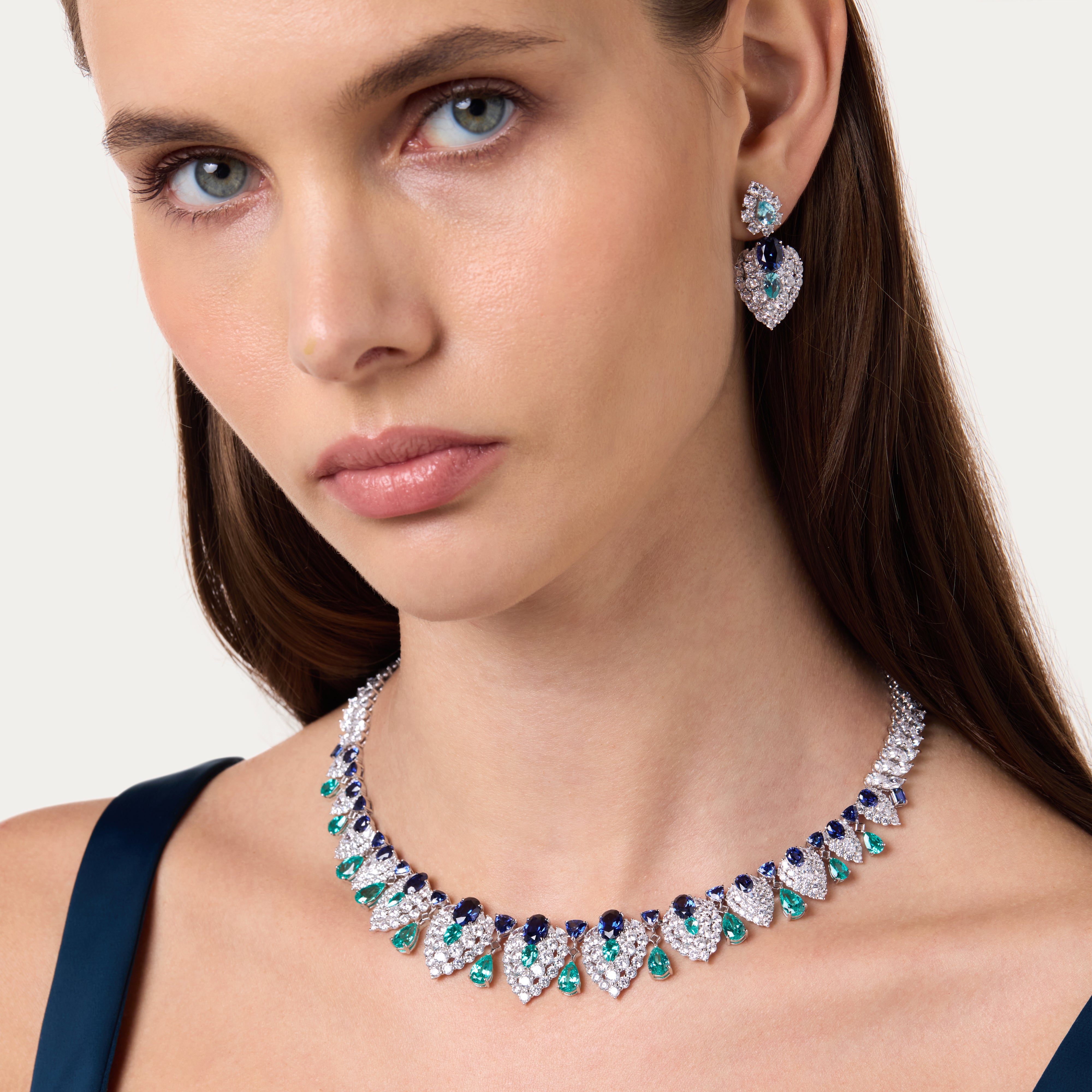 Sapphire & Paraíba Luminous Cascade Necklace