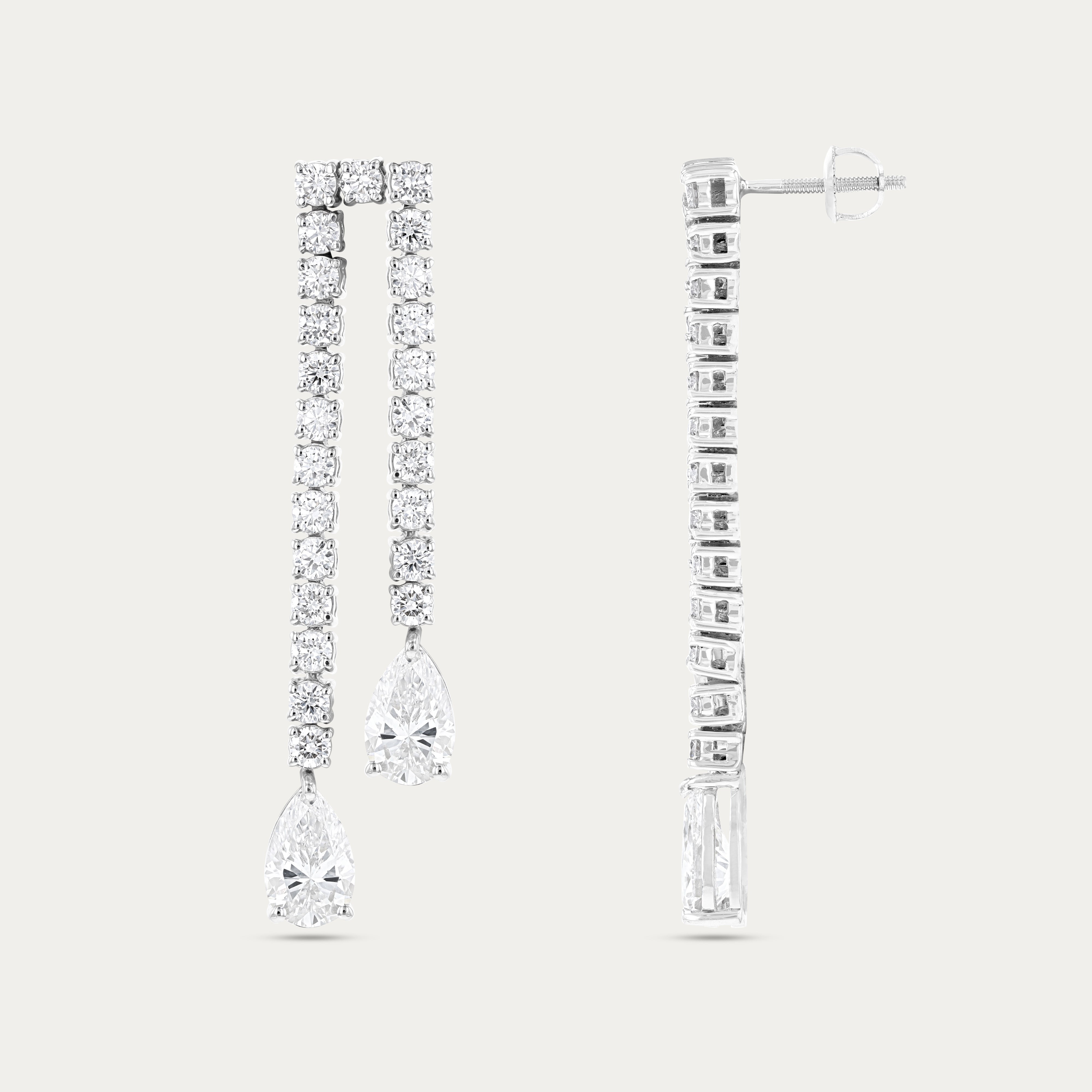 Lustrous Long Lab Grown Diamond Earrings